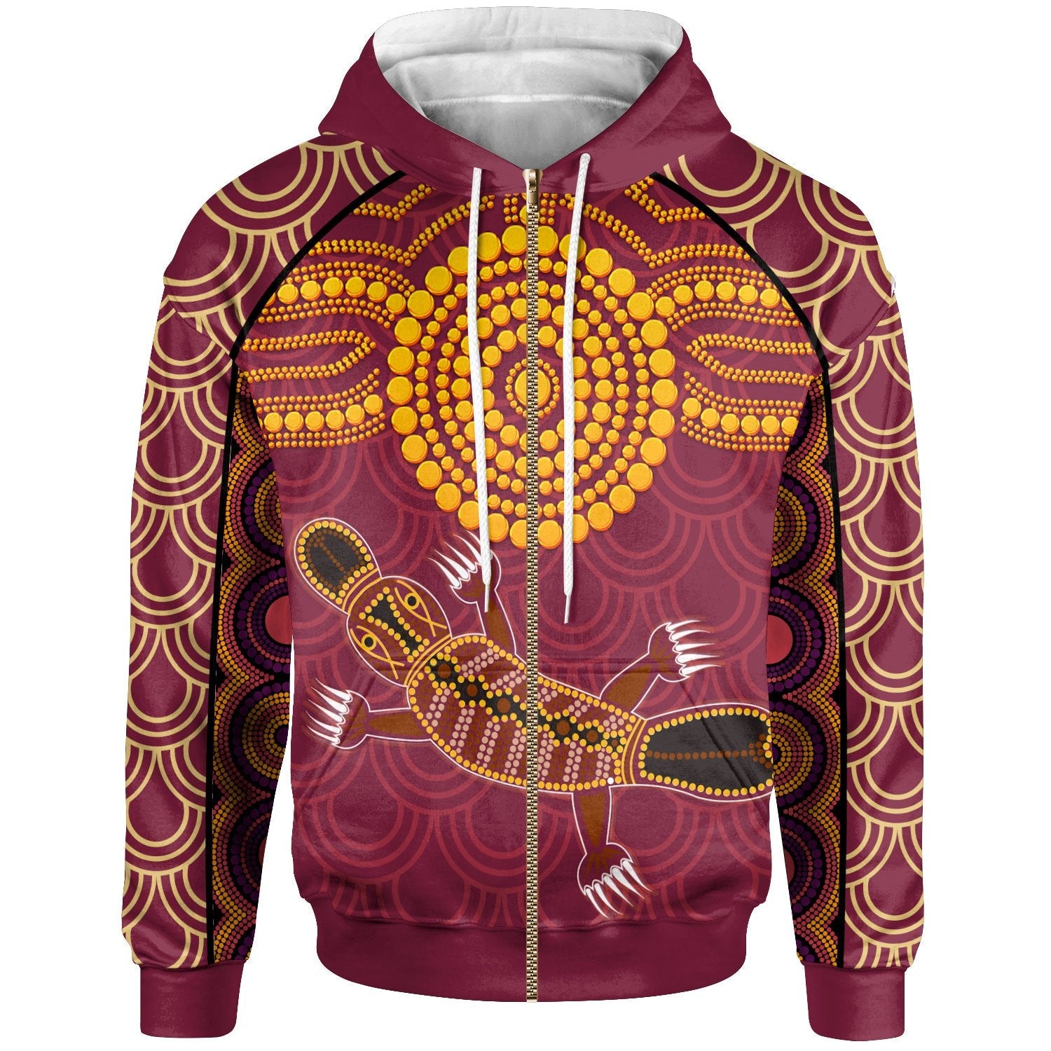 Aboriginal Zip - Up Hoodie - Aboriginal Platypus - Vibe Hoodie Shop