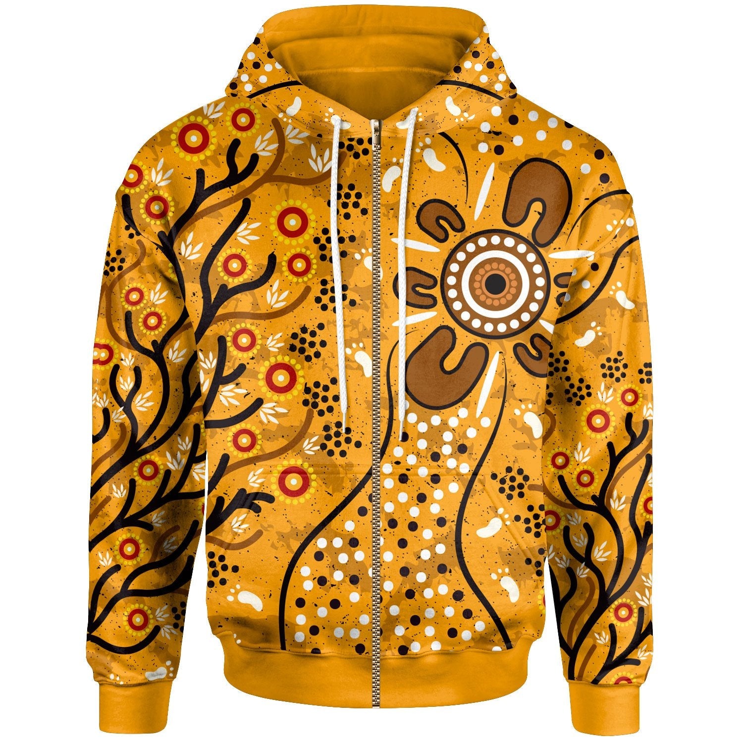 Zip - Up Hoodie - Aboriginal Art In Spring Style - Vibe Hoodie Shop