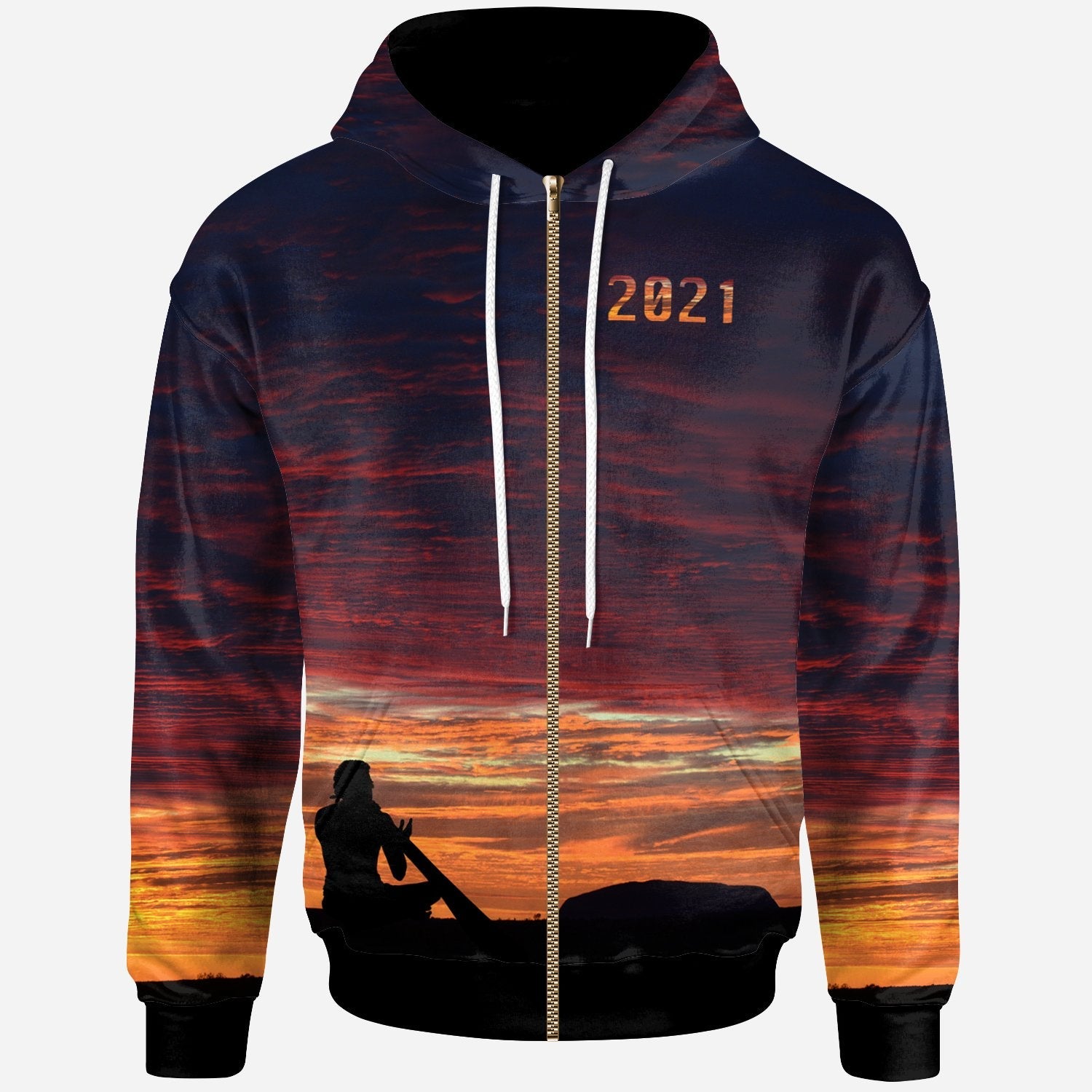 Australia Zip Up Hoodie - Uluru Sky View 2021 - Vibe Hoodie Shop