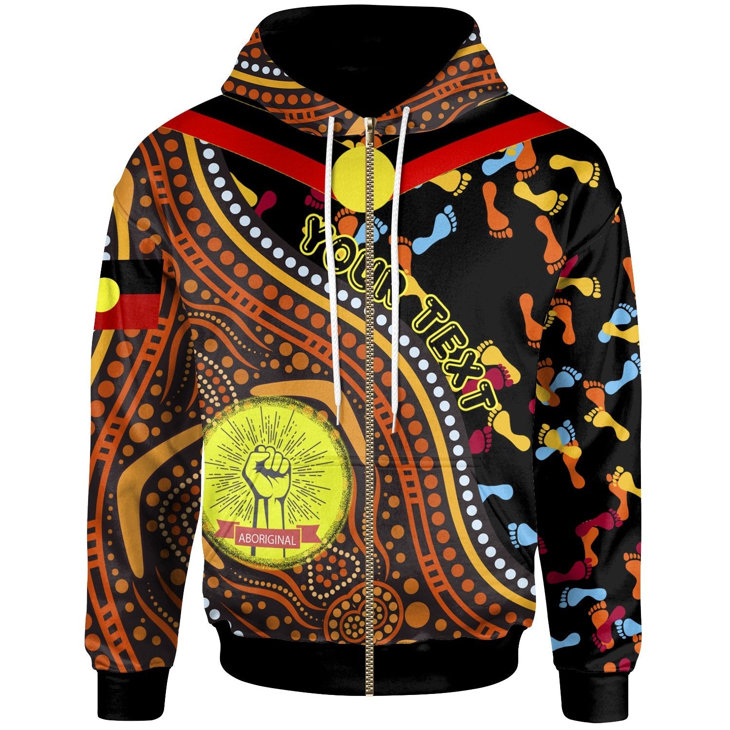 (Custom) Zip - Up Hoodie - Aboriginal Style and Flag, Black Live Matter - Vibe Hoodie Shop