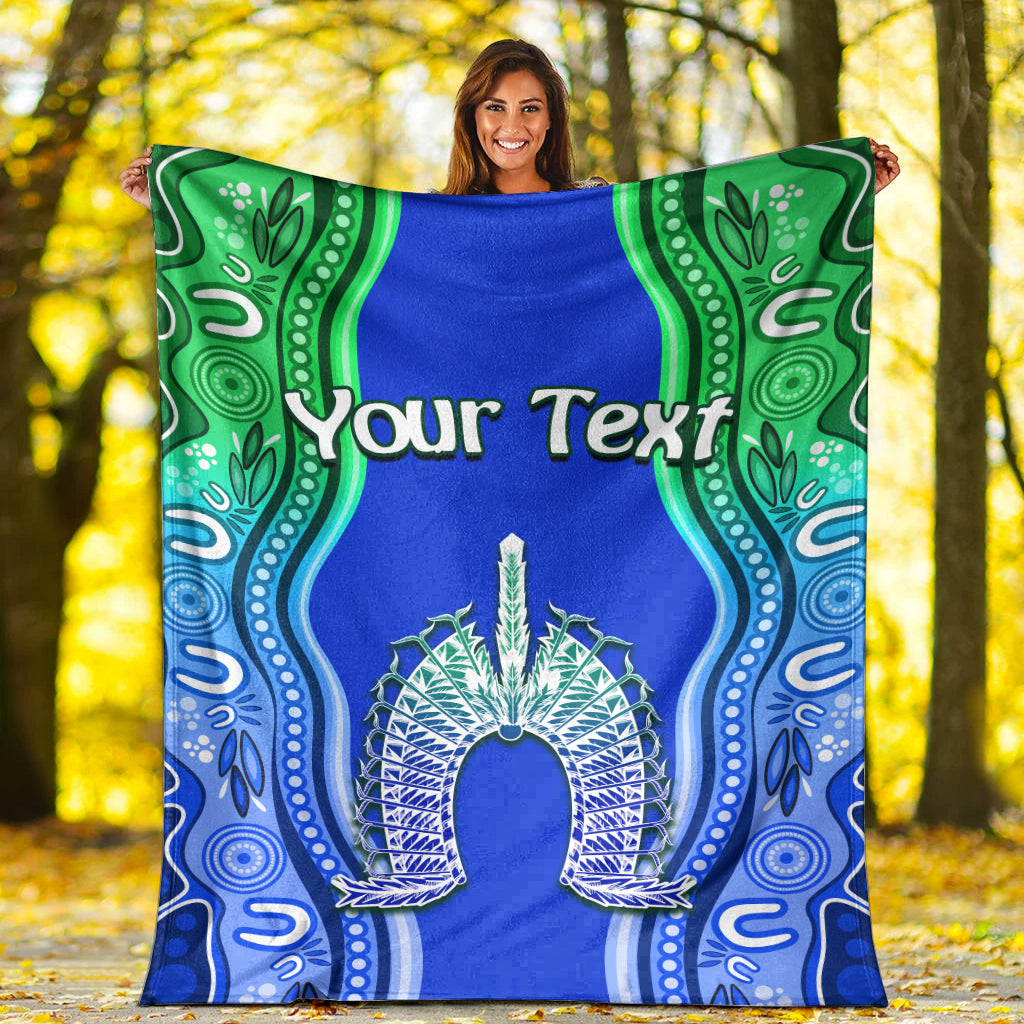 (Custom Personalised) Torres Strait Islands Premium Blanket The Dhari Mix Aboriginal Turtle Version Blue 02 - Vibe Hoodie Shop