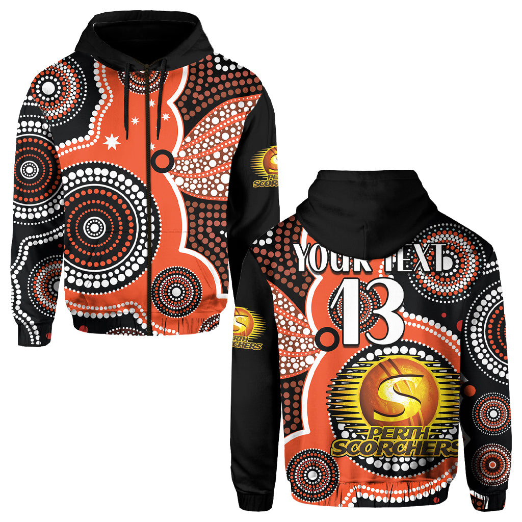 (Custom Text and Number) Perth Scorchers Hoodie Australia Cricket BBL Aboriginal LT13 - Vibe Hoodie Shop