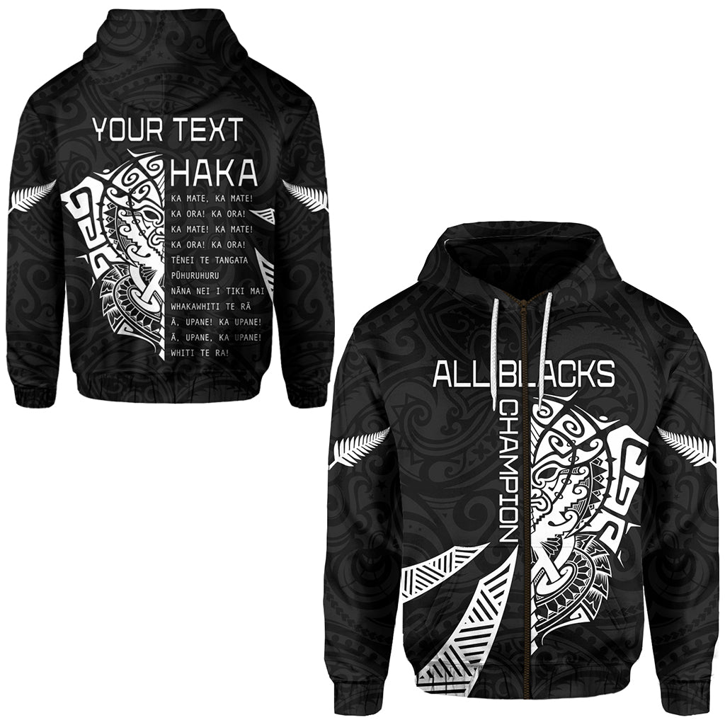 (Custom Personalised) New Zealand Rugby Zip Hoodie Haka All Black mix Ta Moko LT13 - Vibe Hoodie Shop