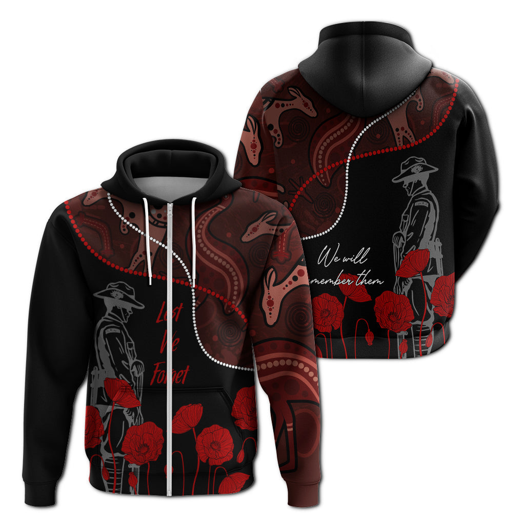 Australia ANZAC Day Hoodie Aboriginal Art With Poppies LT7 - Vibe Hoodie Shop