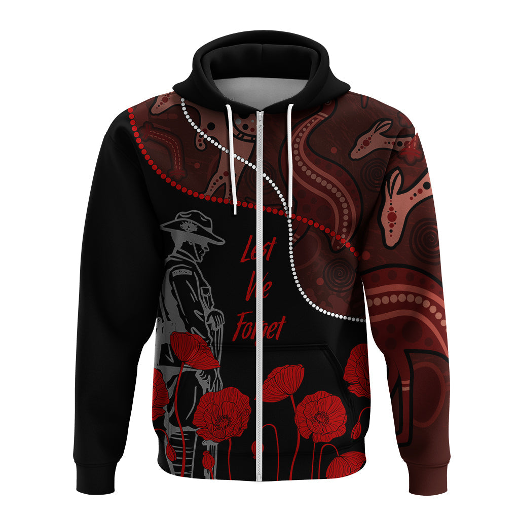 Australia ANZAC Day Hoodie Aboriginal Art With Poppies LT7 - Vibe Hoodie Shop