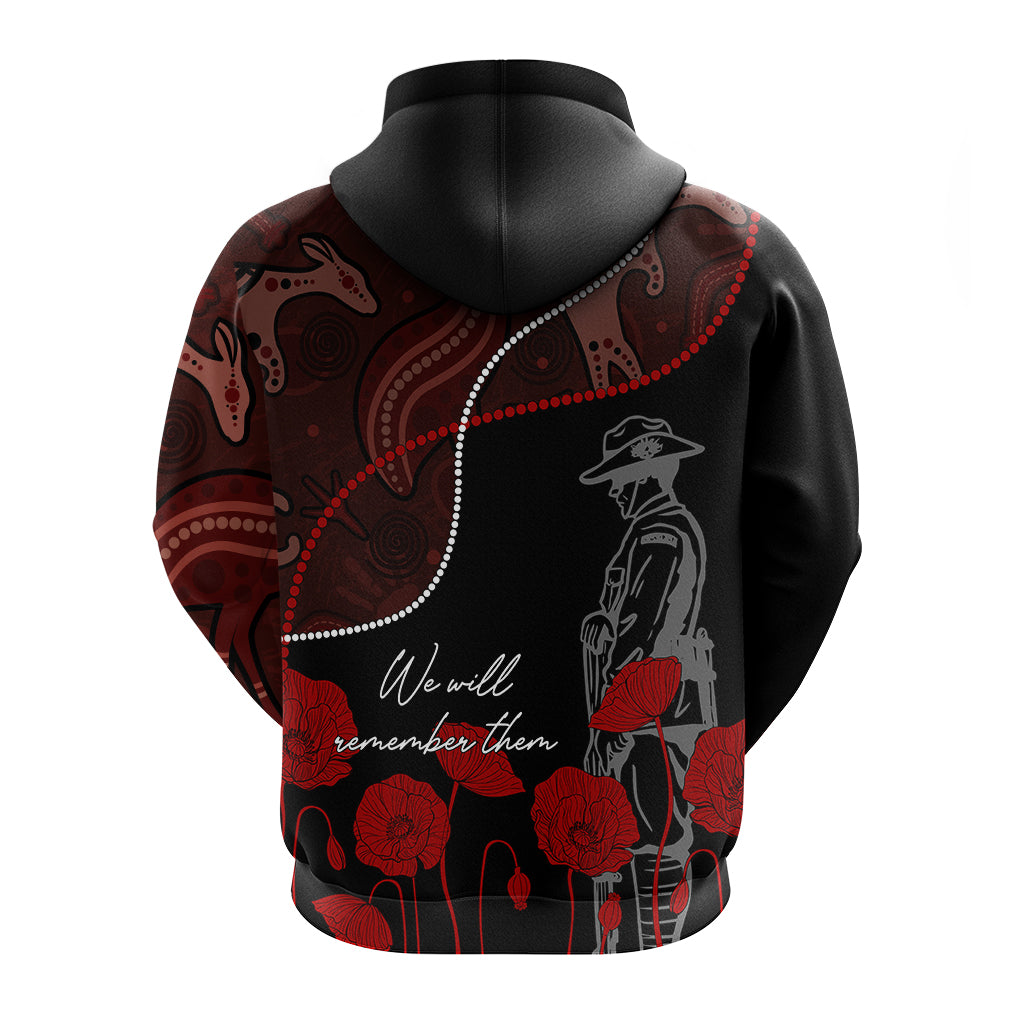 Australia ANZAC Day Hoodie Aboriginal Art With Poppies LT7 - Vibe Hoodie Shop