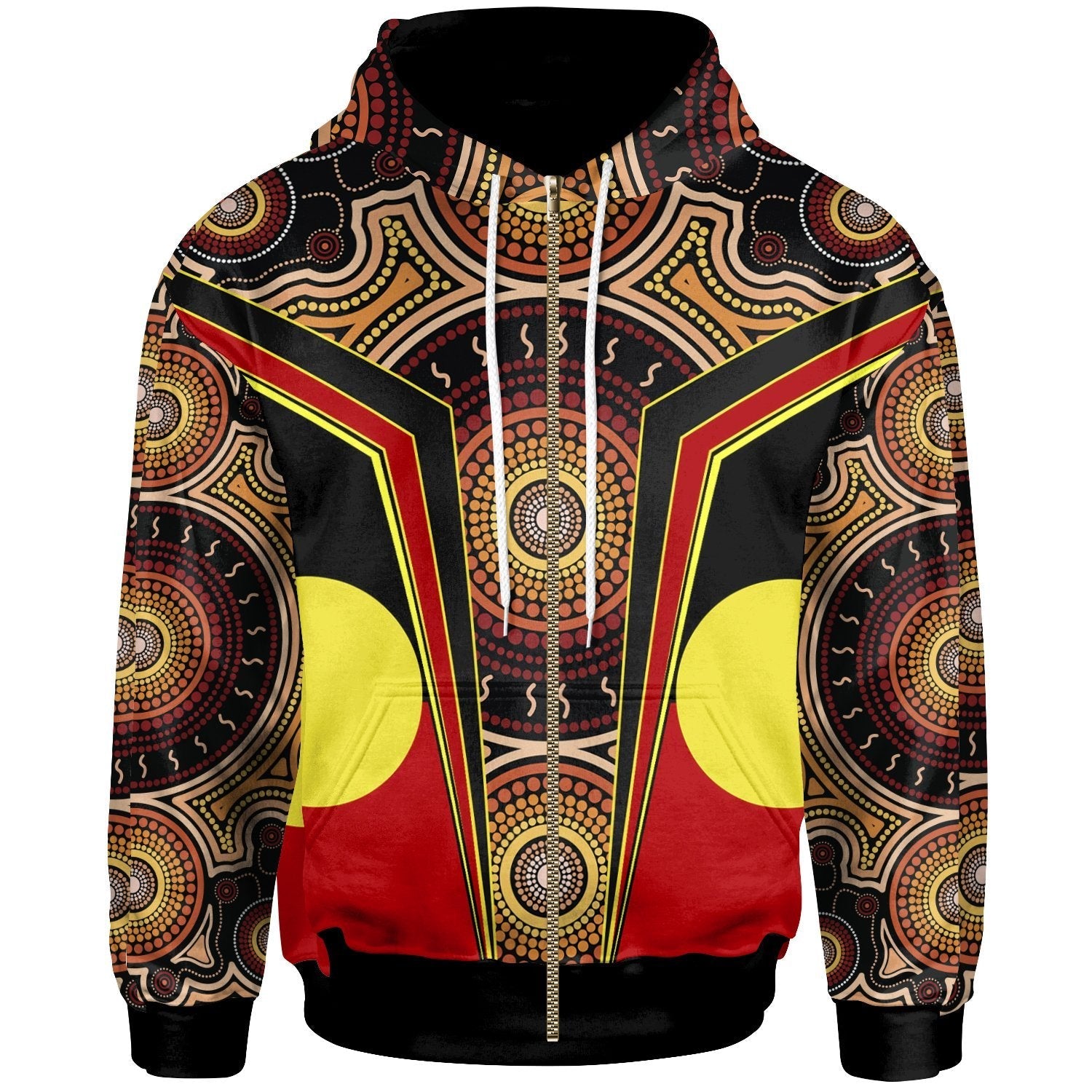 Zip - Up Hoodie - Aboriginal With Dot Painting Art - Vibe Hoodie Shop