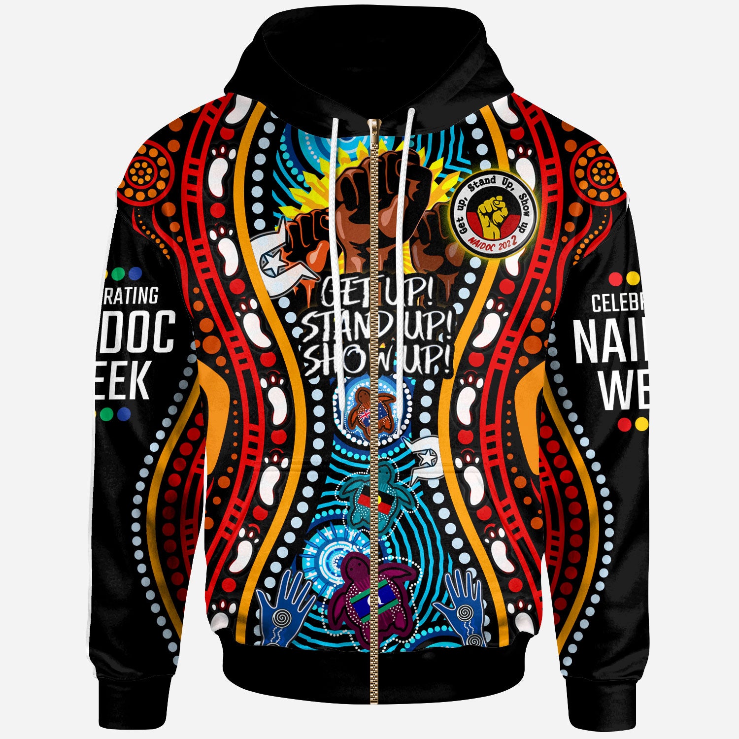 Australia NAIDOC Week 2022 Custom Hoodie - Aboriginal Inspired and Torres Strait Islander Get Up! Stand Up! Show Up! - Vibe Hoodie Shop