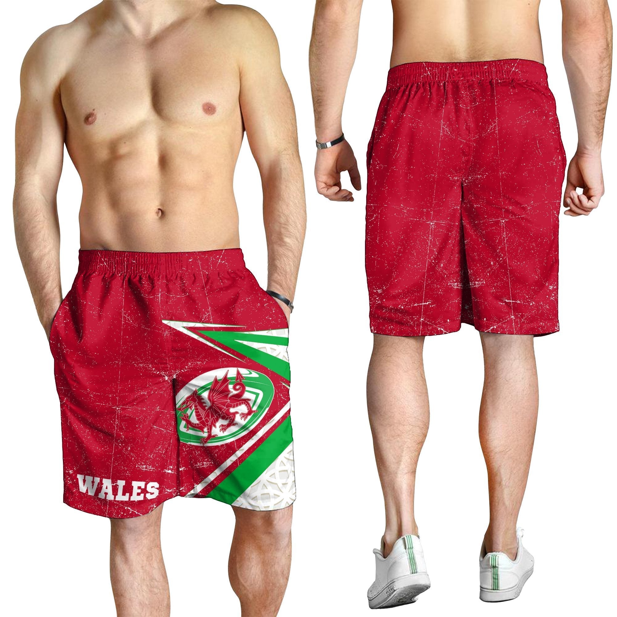 Wales Rugby Men's Shorts - Celtic Welsh Rugby Ball - Vibe Hoodie Shop