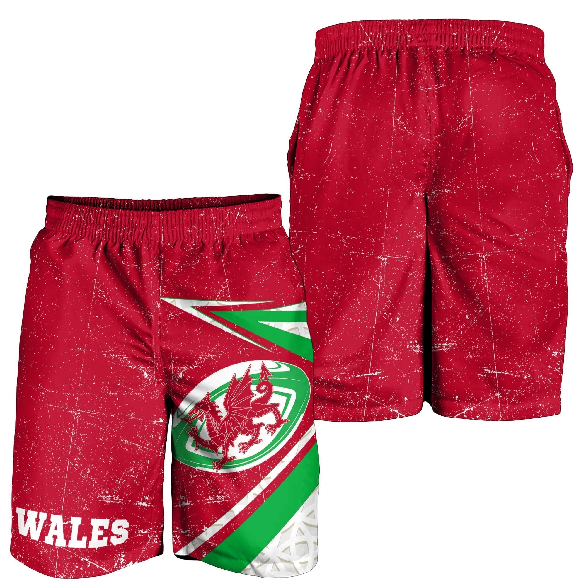 Wales Rugby Men's Shorts - Celtic Welsh Rugby Ball - Vibe Hoodie Shop