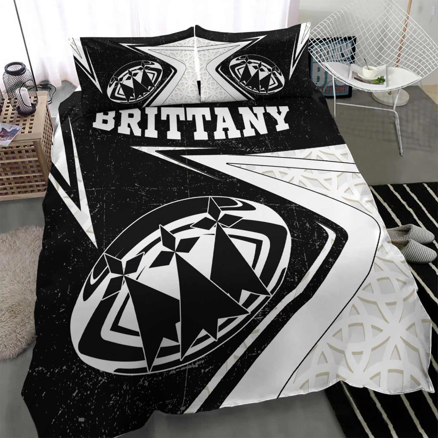 Brittany Rugby Bedding Set - Celtic Bretagne Rugby Ball - Vibe Hoodie Shop