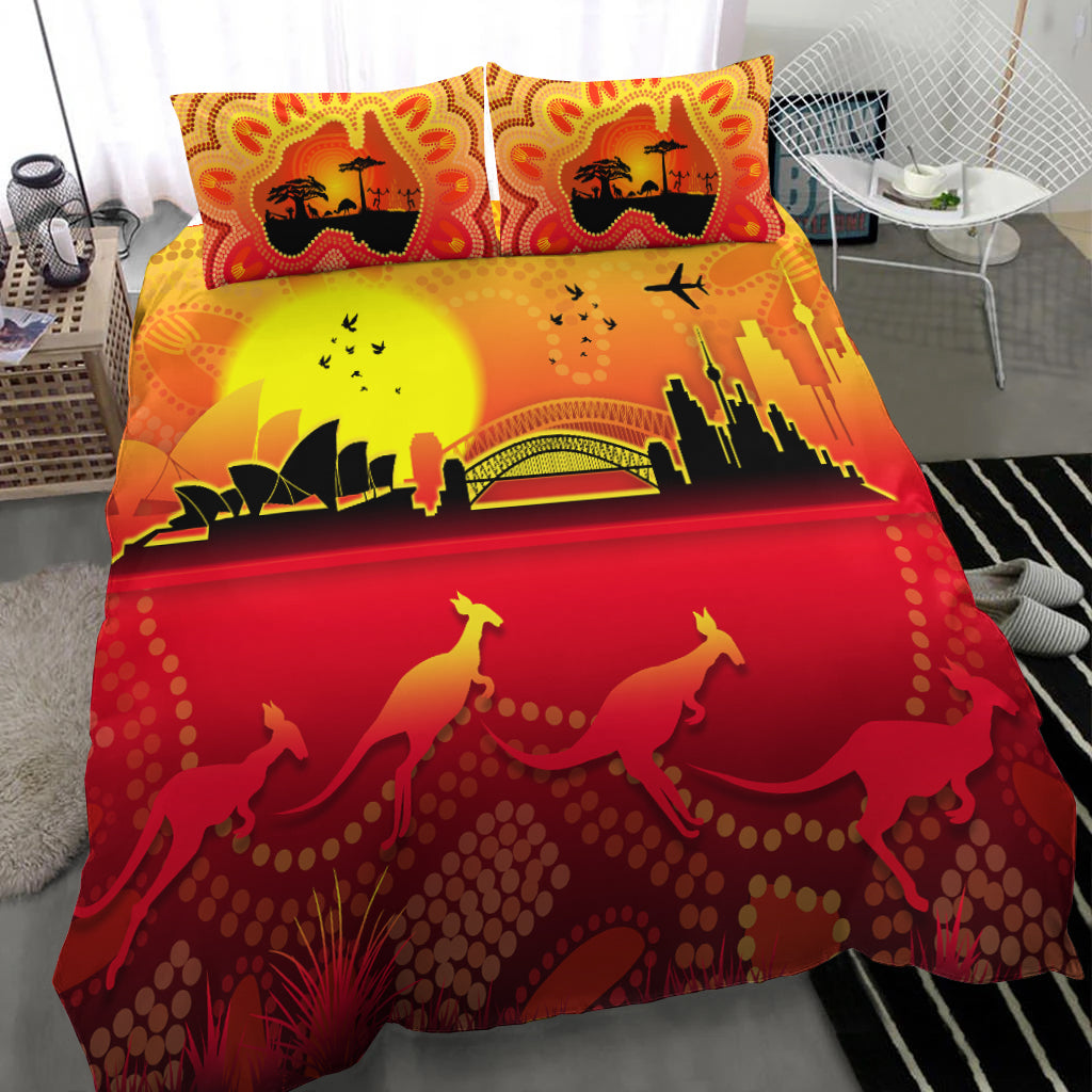 Australia Aboriginal Bedding Set Proud Sydney Opera House - Vibe Hoodie Shop