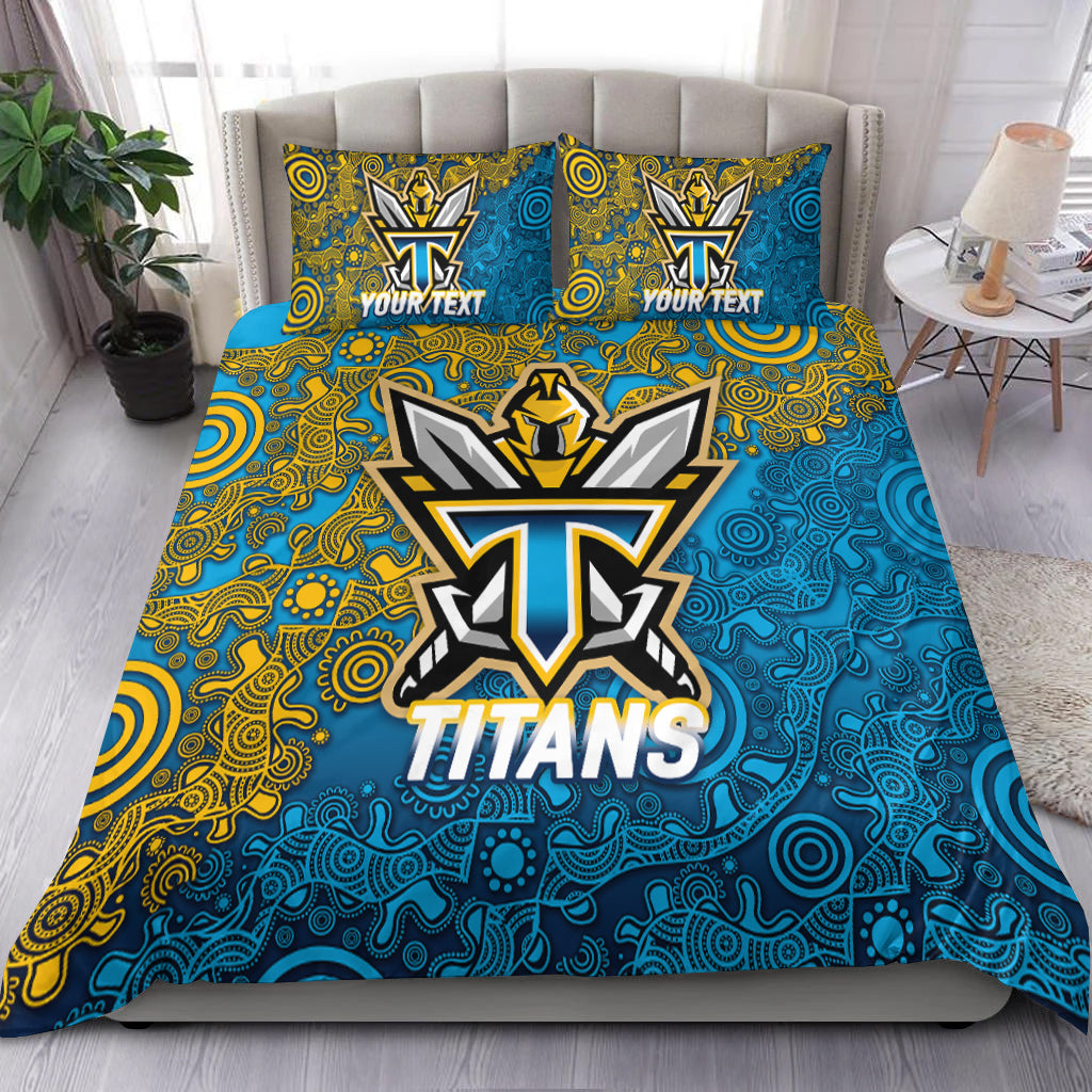 (Custom Personalised) Titans Rugby 2022 Aboriginal Art Bedding Set - - Vibe Hoodie Shop