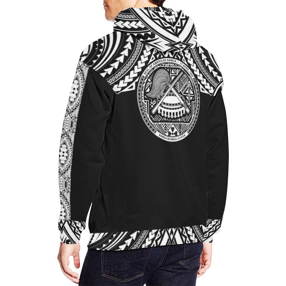 Seal Of American Samoa All Over Hoodie Black - Vibe Hoodie Shop