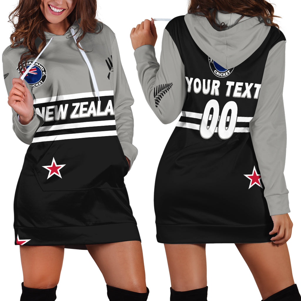 (Custom Personalised) New Zealand Cricket Black Caps Hoodie Dress - - Vibe Hoodie Shop