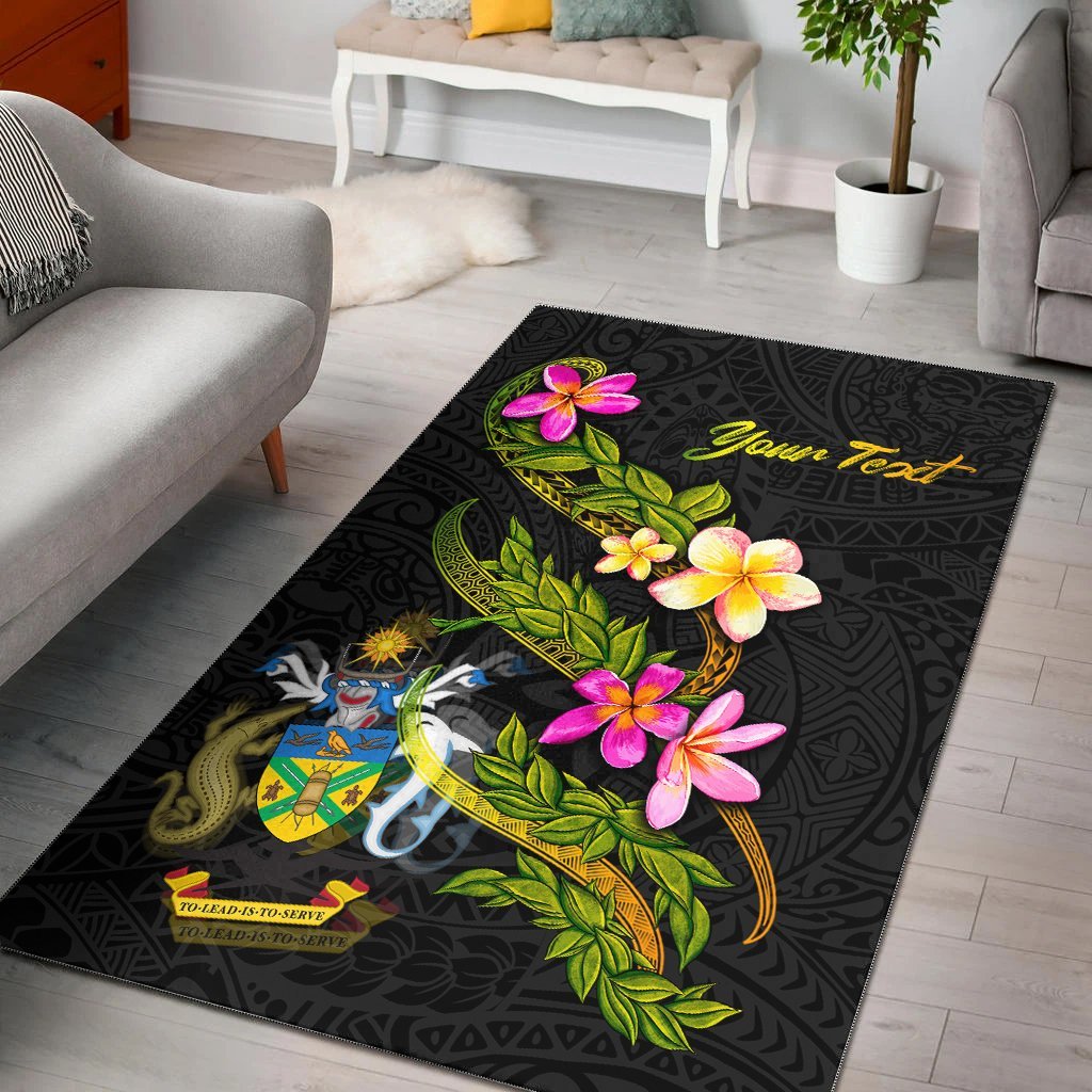 Solomon Islands Polynesian Custom Personalised Area Rug - Plumeria Tribal - Vibe Hoodie Shop