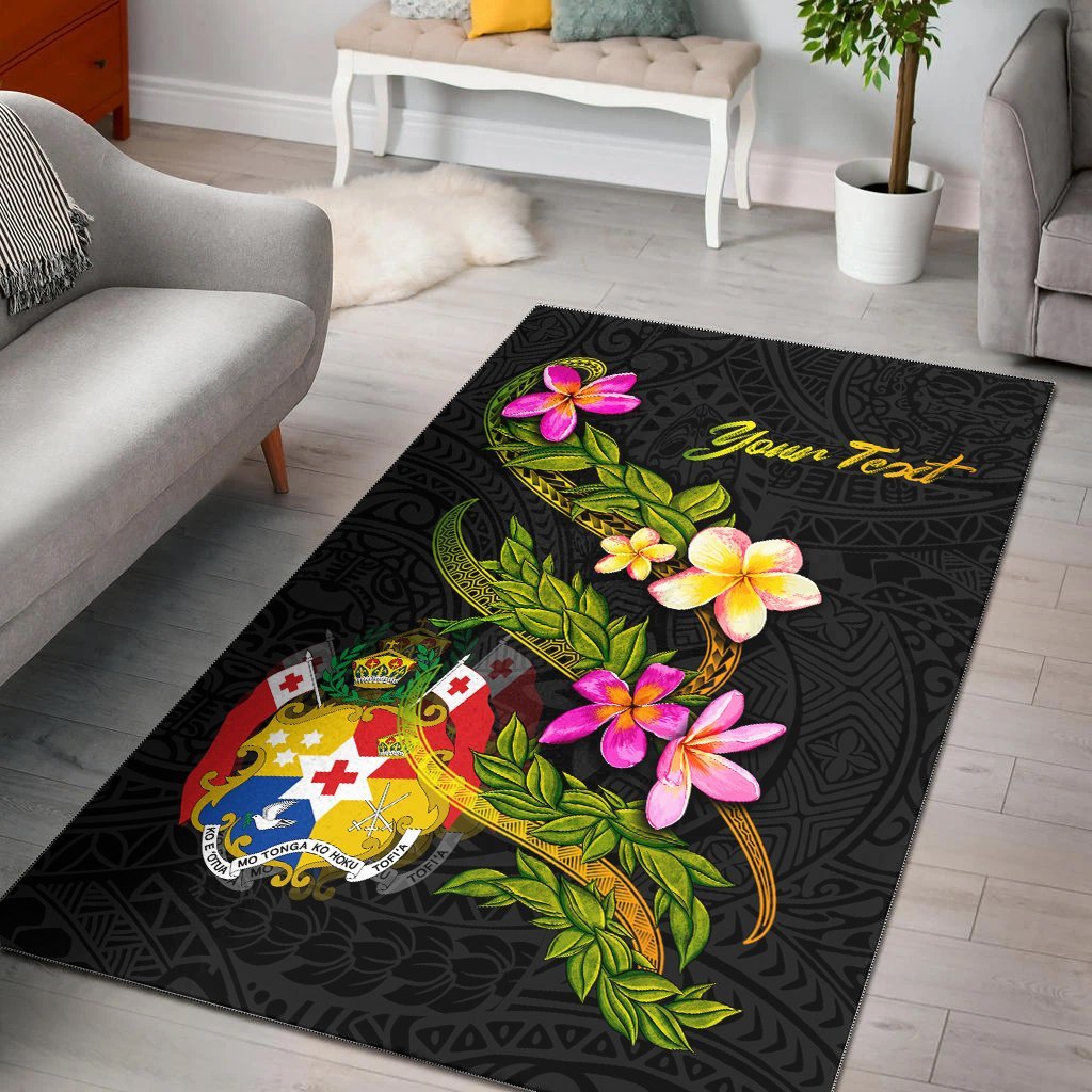 Tonga Polynesian Custom Personalised Area Rug - Plumeria Tribal - Vibe Hoodie Shop