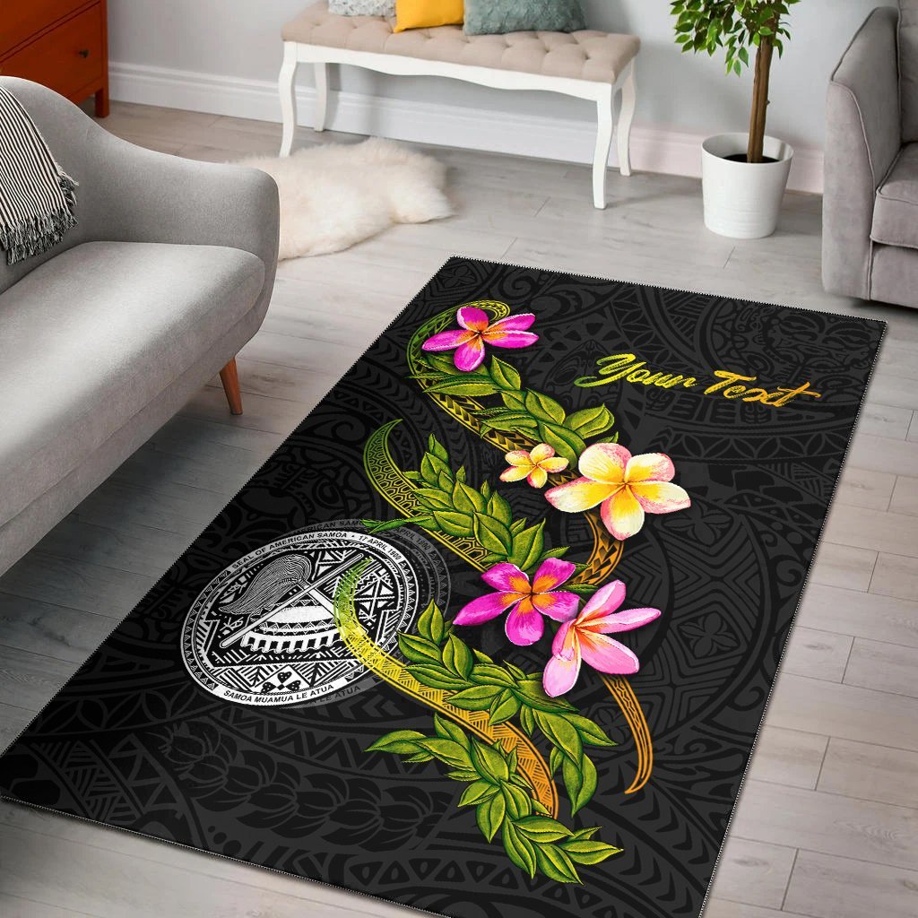 American Samoa Polynesian Custom Personalised Area Rug - Plumeria Tribal - Vibe Hoodie Shop