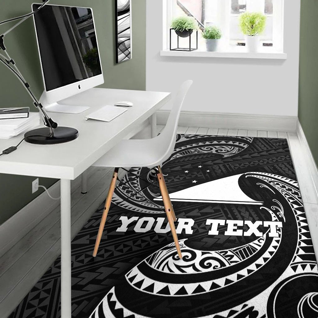 Tokelau Polynesian Custom Personalised Area Rug - White Tribal Wave - Vibe Hoodie Shop