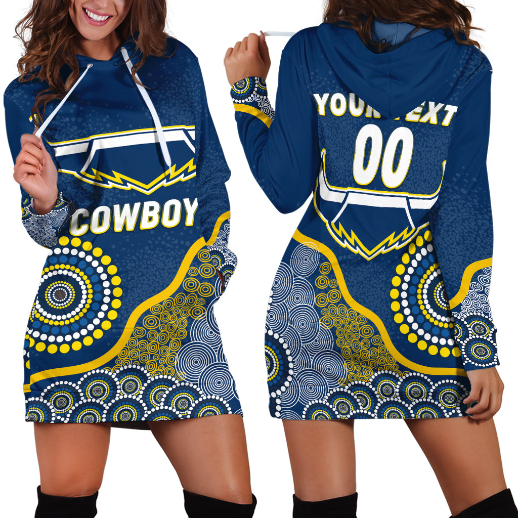 (Custom Personalised) Panthers Rugby 2022 Aboriginal Art Hoodie Dress - - Vibe Hoodie Shop