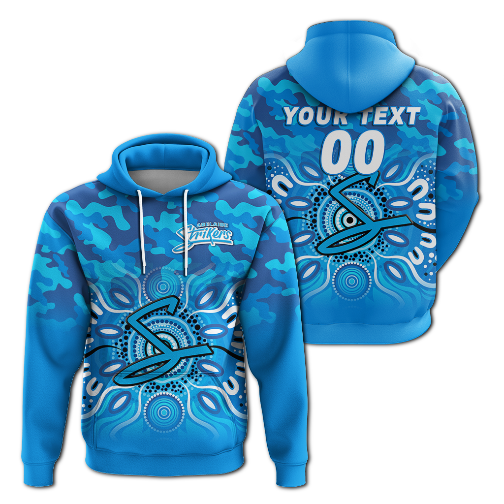 (Custom Personalised) Adelaide Strikers Cricket ANZAC Day Aboriginal Hoodie - LT12 - Vibe Hoodie Shop