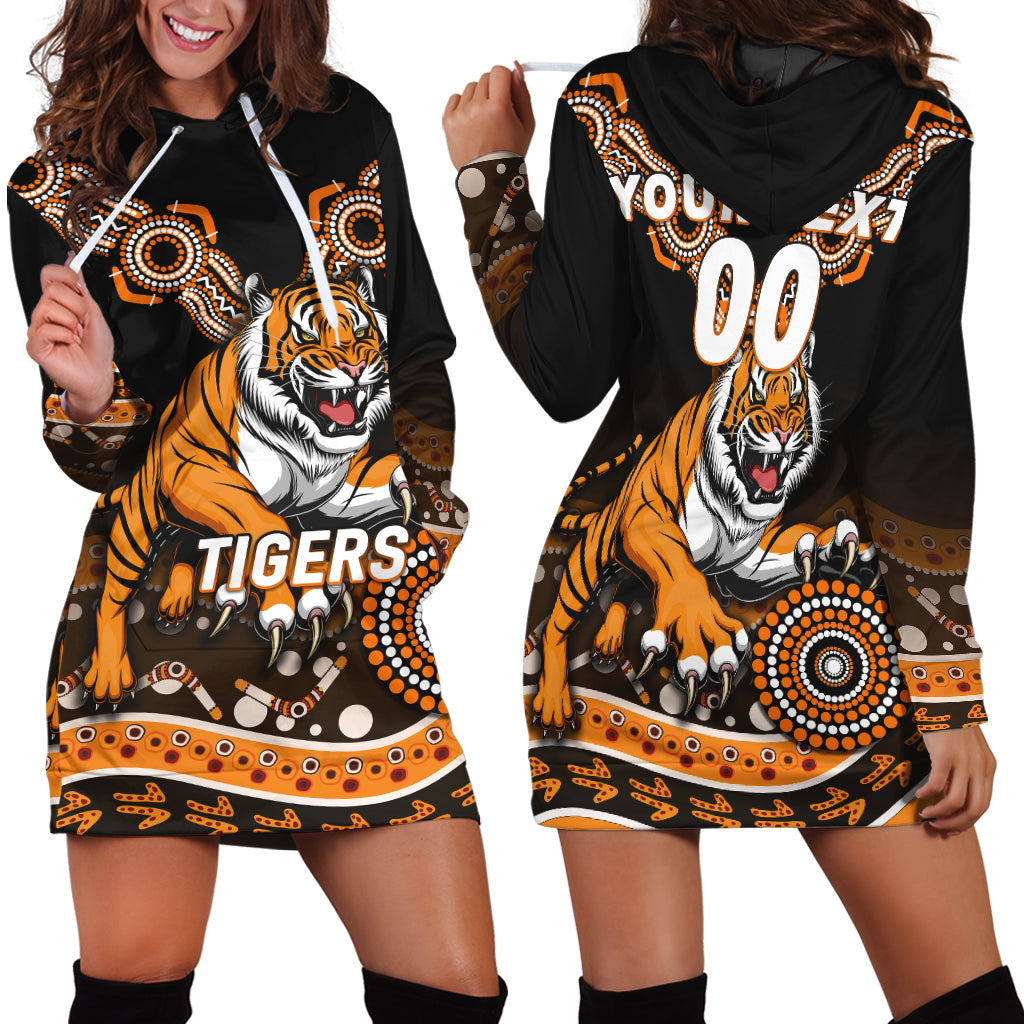 (Custom Personalised) Tigers Rugby 2022 Aboriginal Art Hoodie Dress - - Vibe Hoodie Shop