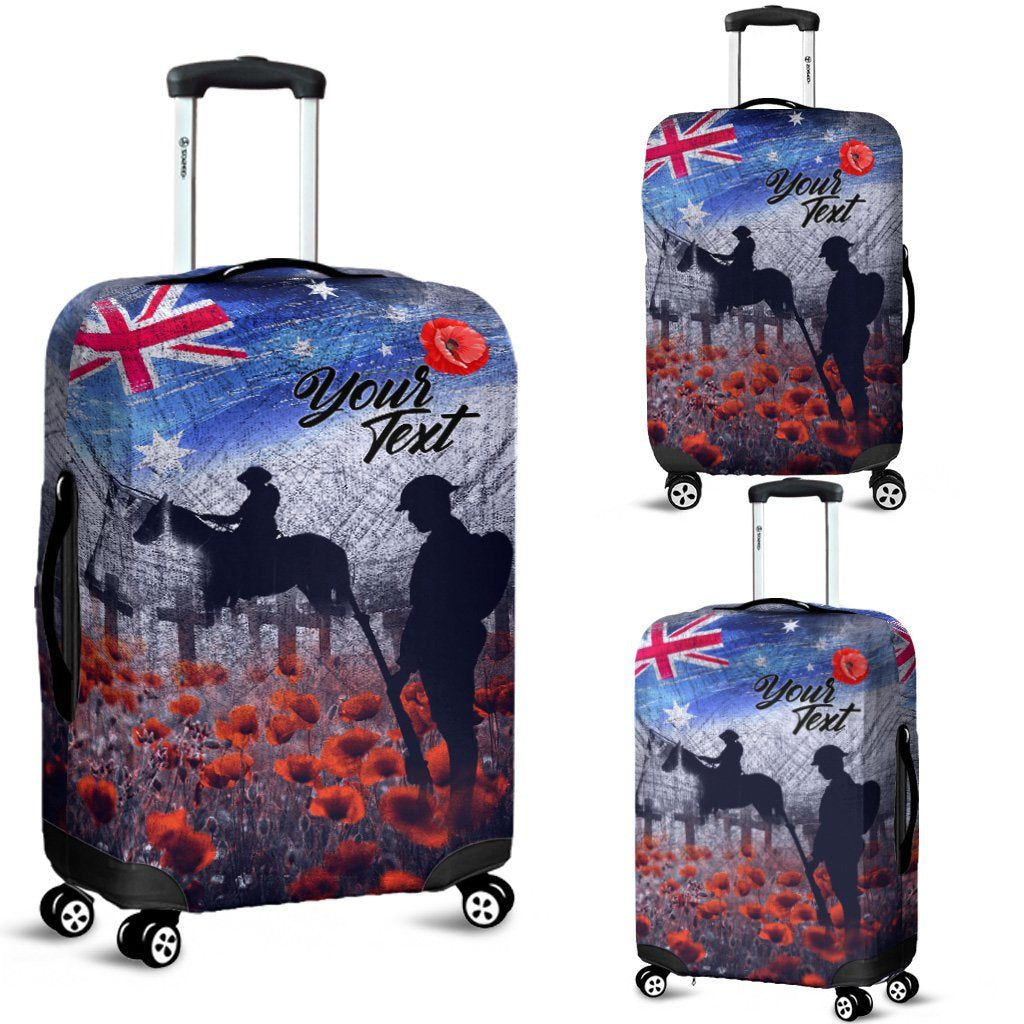 (Custom Text) ANZAC Day Luggage Covers - Lest We Forget Vintage Poppies - Vibe Hoodie Shop