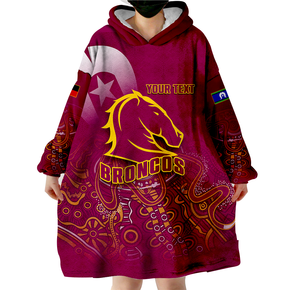 (Custom Personalised) Brisbane Broncos Rugby NAIDOC 2022 Wearable Blanket Hoodie - - Vibe Hoodie Shop