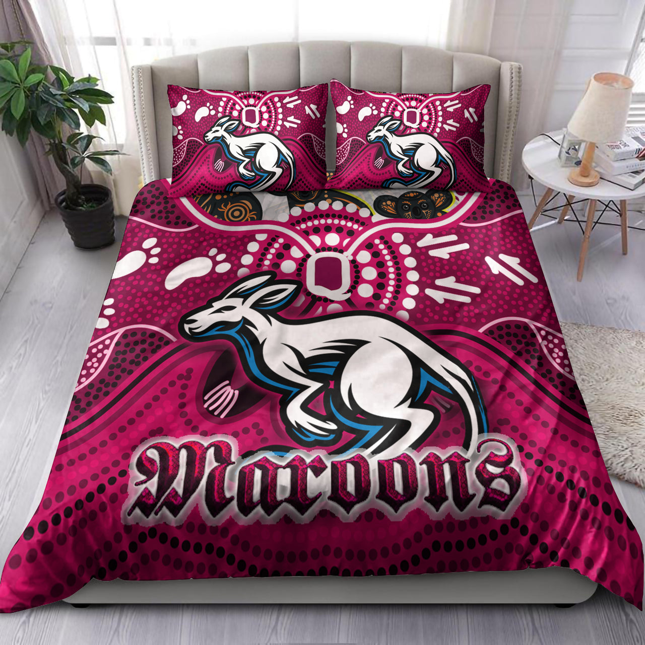 Maroons Rugby Aboriginal Custom Bedding Set - The Cane Toads With Indigenous Koala RLT13 - Vibe Hoodie Shop