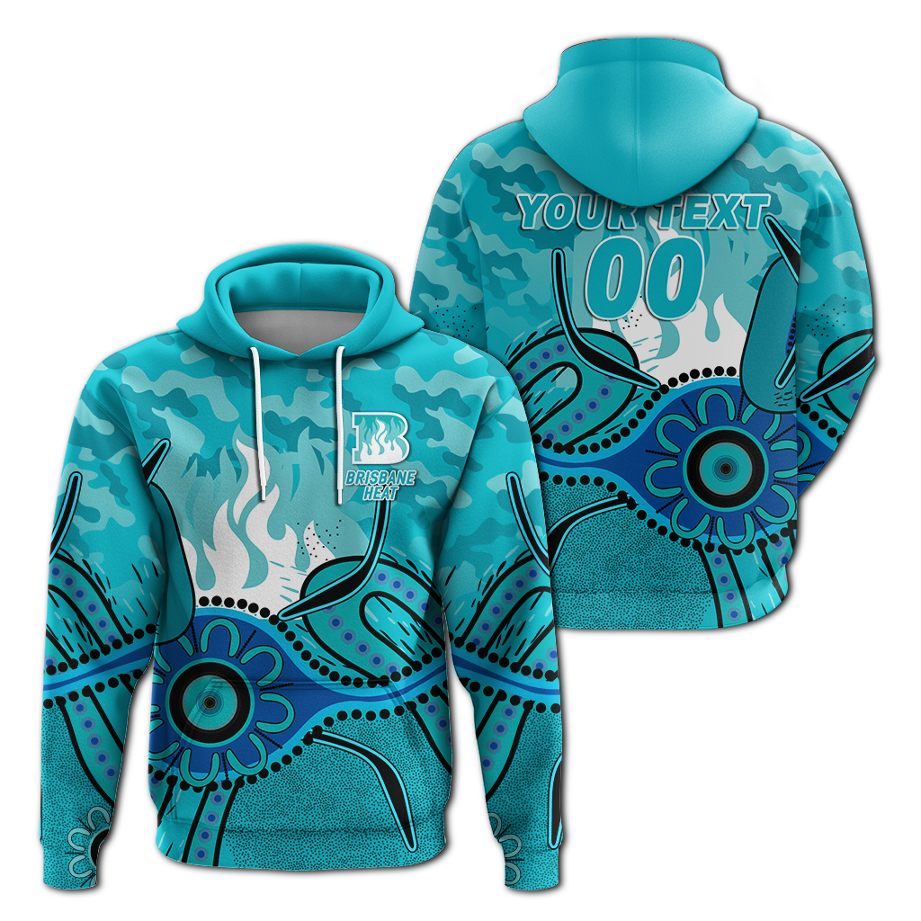 (Custom Personalised) Brisbane Heat Cricket ANZAC Day Aboriginal Hoodie - LT12 - Vibe Hoodie Shop