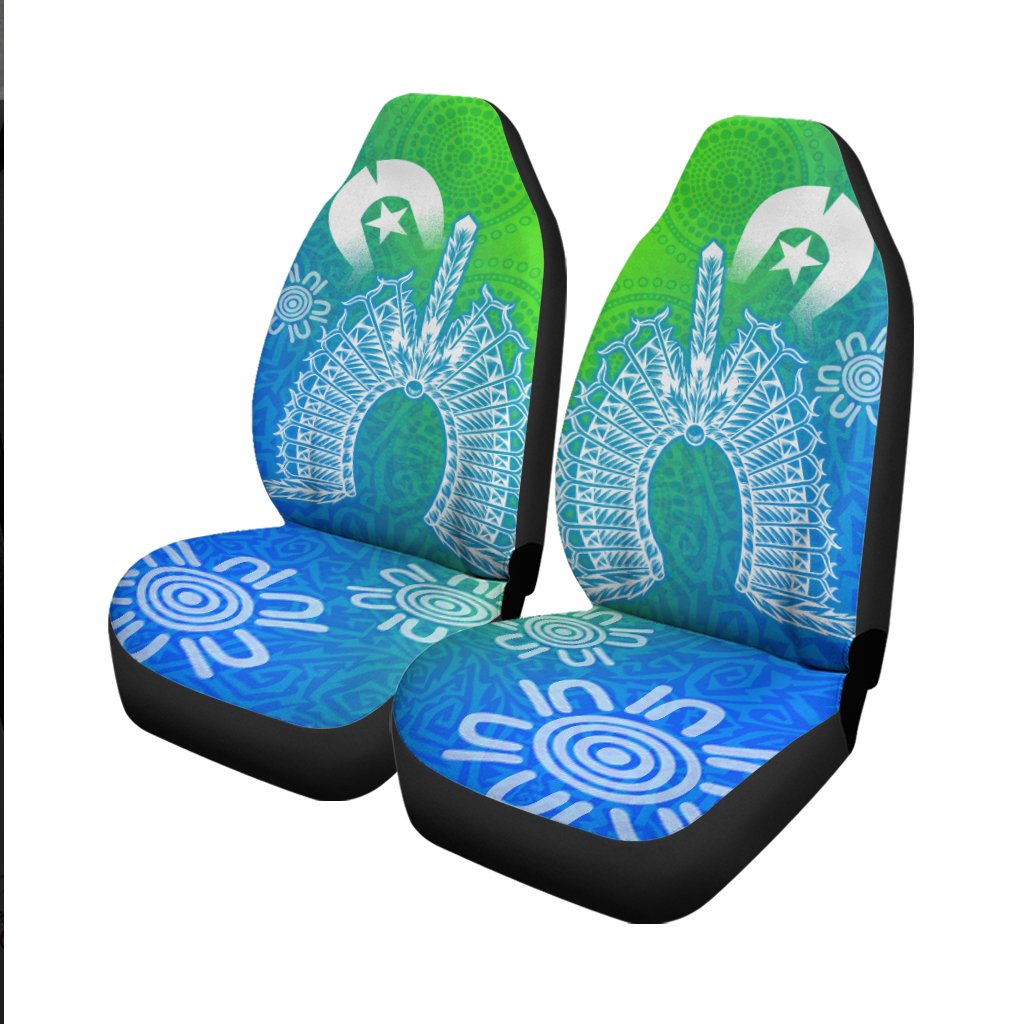 Torres Strait Islanders Car Seat Covers - Dhari Mask Ocean Style - Vibe Hoodie Shop