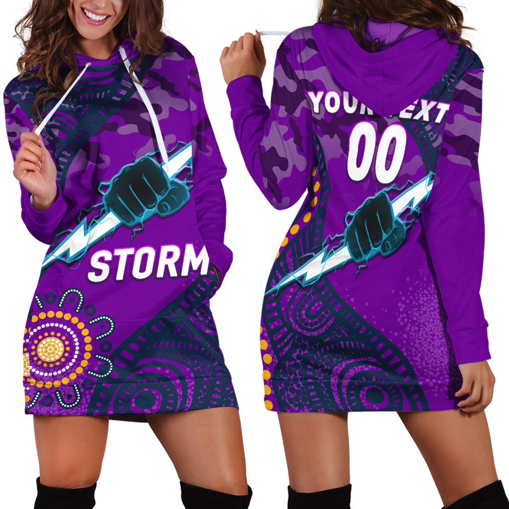 (Custom Personalised) Storm Rugby ANZAC Day Camouflage Indigenous Art Hoodie Dress - - Vibe Hoodie Shop