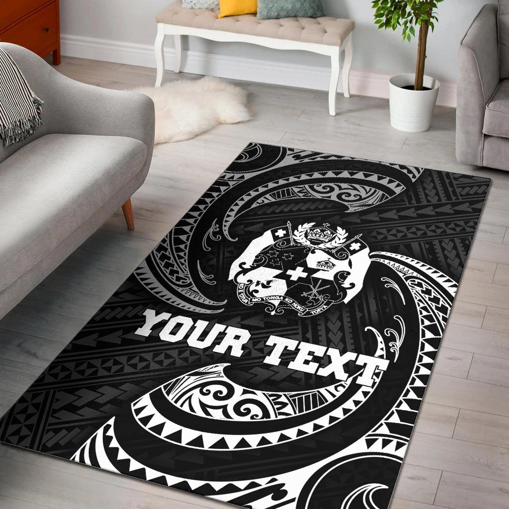 Tonga Polynesian Custom Personalised Area Rug - White Tribal Wave - Vibe Hoodie Shop