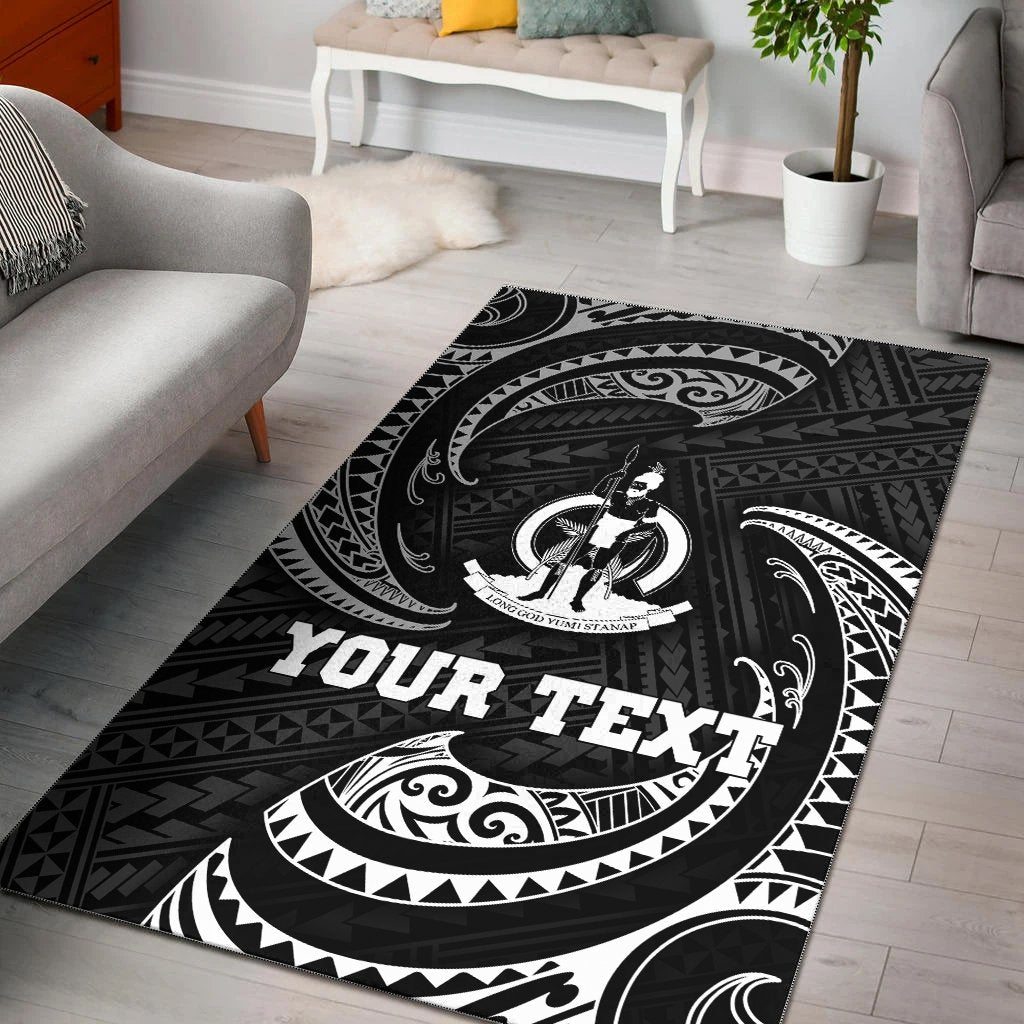 vanuatu Polynesian Custom Personalised Area Rug - White Tribal Wave - Vibe Hoodie Shop