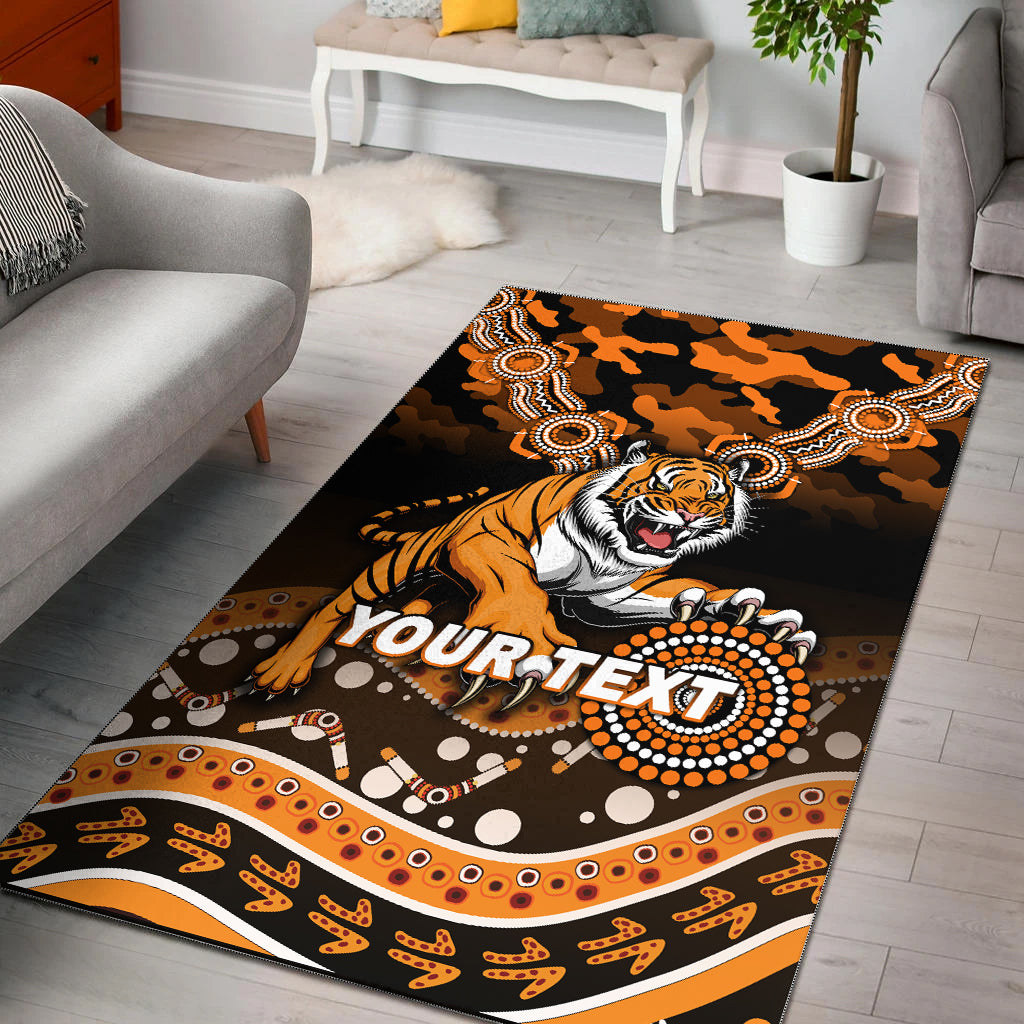 (Custom Personalised) Tigers Rugby ANZAC Day Camouflage Indigenous Art Area Rug - - Vibe Hoodie Shop