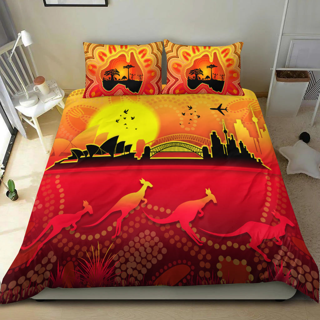 Australia Aboriginal Bedding Set Proud Sydney Opera House - Vibe Hoodie Shop
