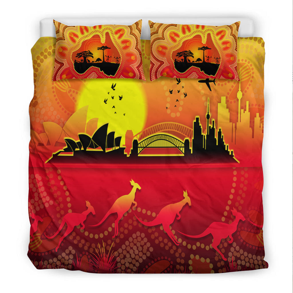 Australia Aboriginal Bedding Set Proud Sydney Opera House - Vibe Hoodie Shop