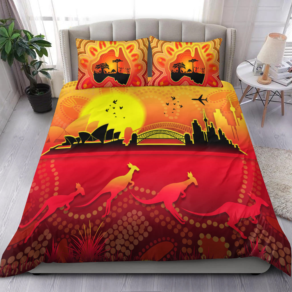 Australia Aboriginal Bedding Set Proud Sydney Opera House - Vibe Hoodie Shop