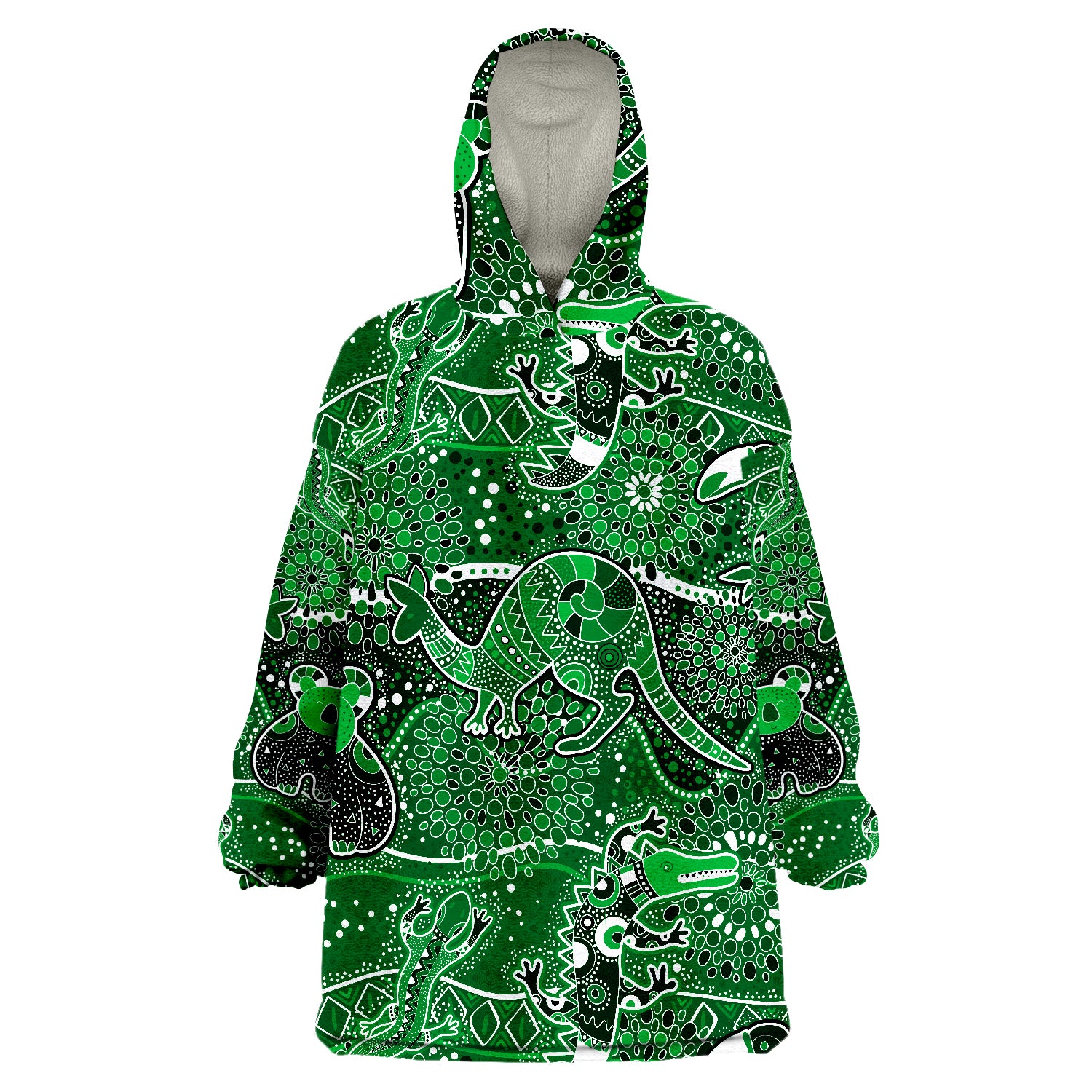 Aboriginal Animal And Dot Acrylic Paint Ver.01 Wearable Blanket Hoodie - Vibe Hoodie Shop