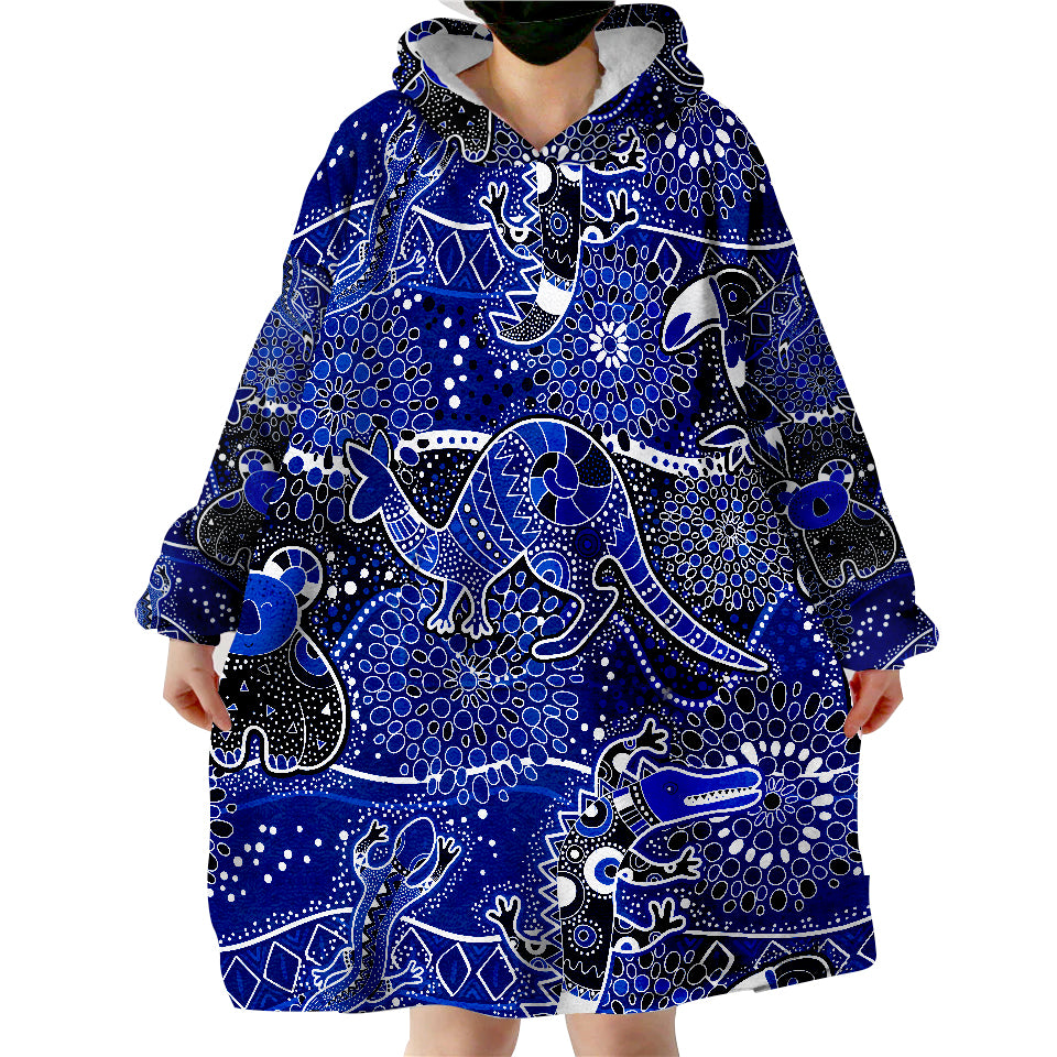 Aboriginal Animal And Dot Acrylic Paint Ver.04 Wearable Blanket Hoodie - Vibe Hoodie Shop