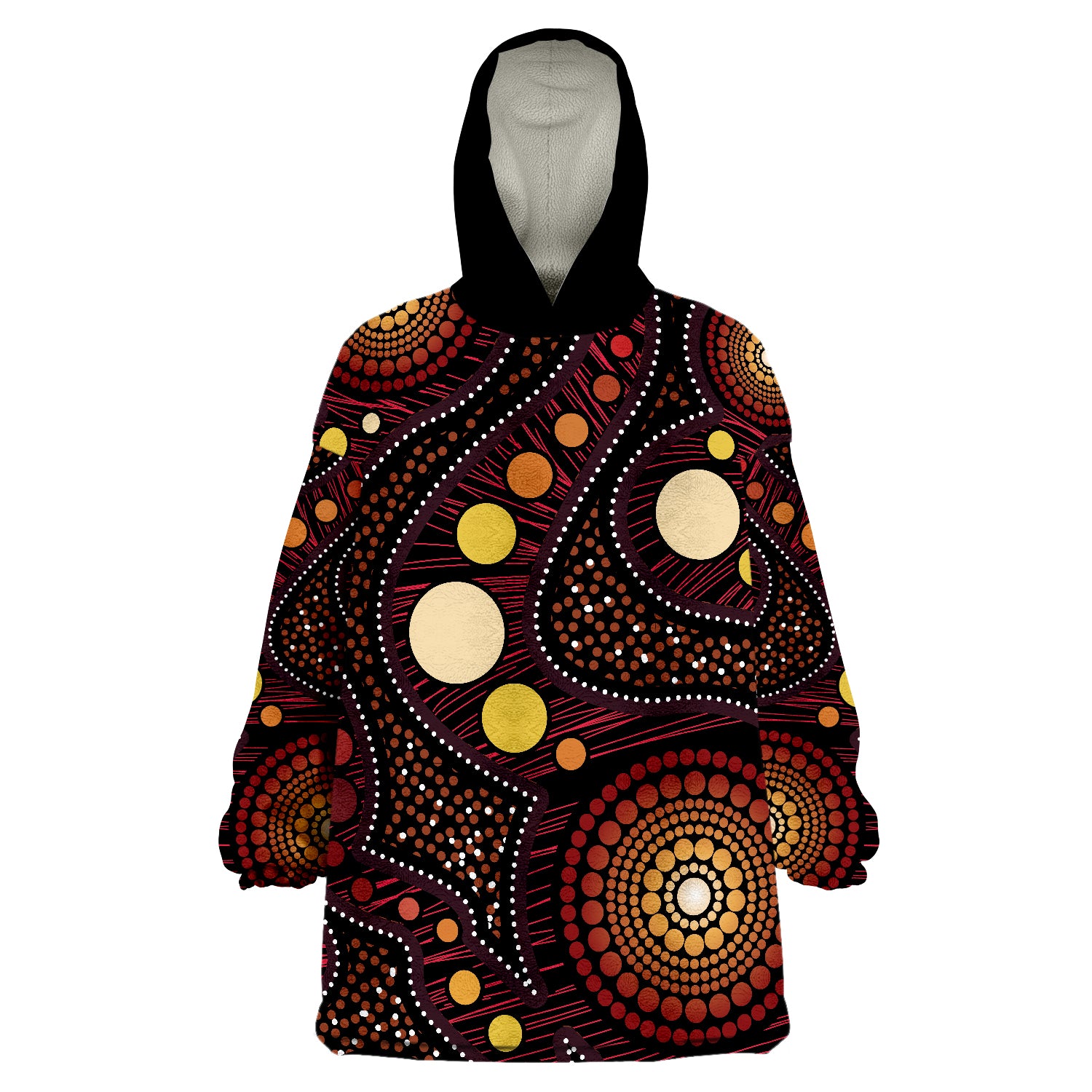 Aboriginal Art Ver.01 Wearable Blanket Hoodie - Vibe Hoodie Shop