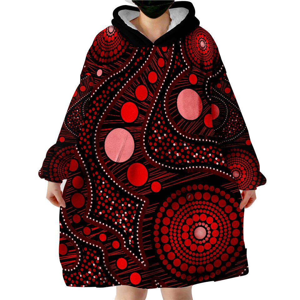 Aboriginal Art Ver.02 Wearable Blanket Hoodie - Vibe Hoodie Shop