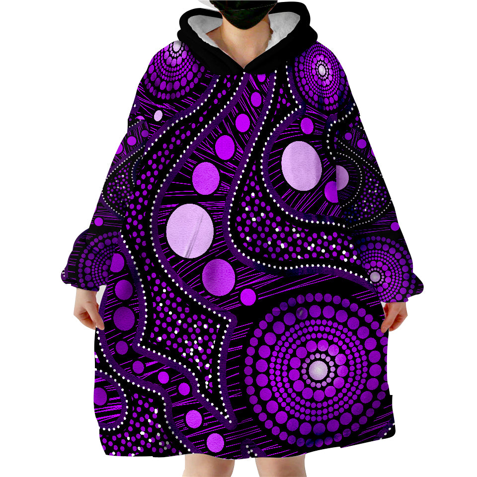 Aboriginal Art Ver.03 Wearable Blanket Hoodie - Vibe Hoodie Shop