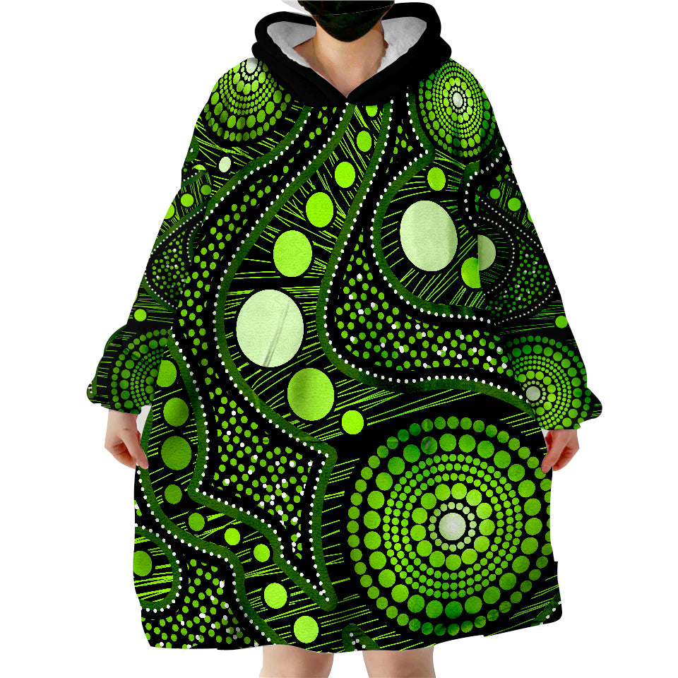 Aboriginal Art Ver.05 Wearable Blanket Hoodie - Vibe Hoodie Shop