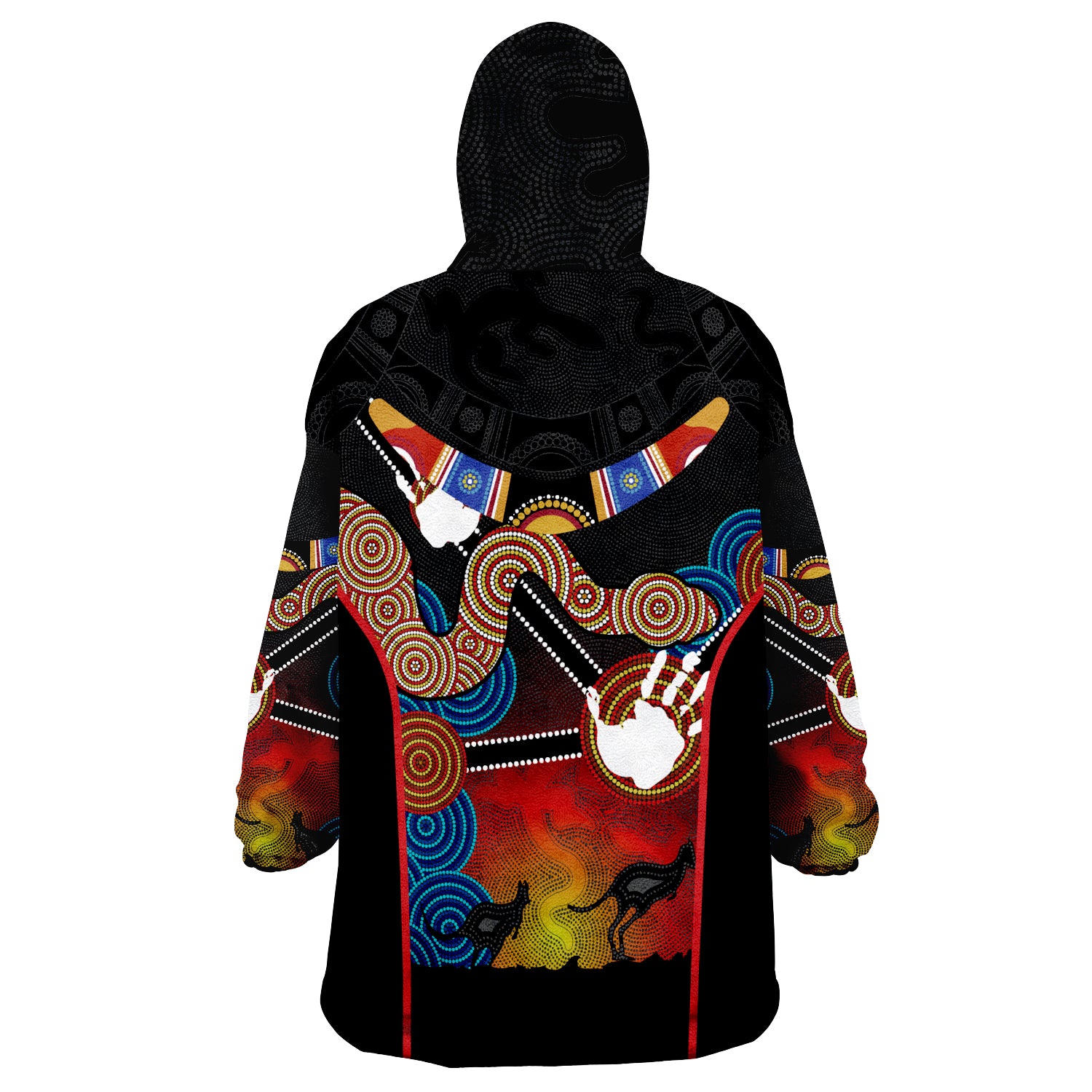 Aboriginal Australian Boomerang and Snake Indigenous Art Ver.01 Wearable Blanket Hoodie - Vibe Hoodie Shop