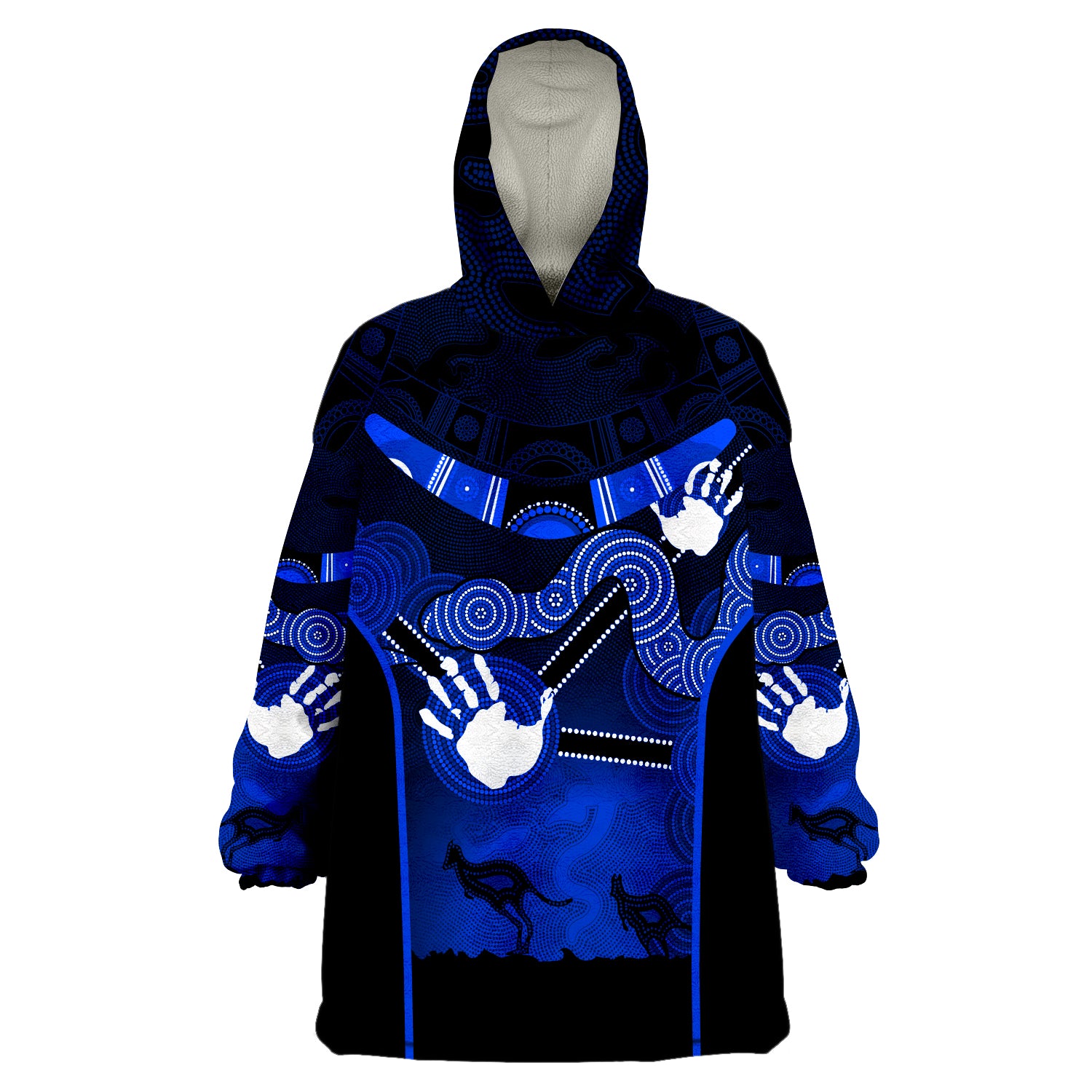 Aboriginal Australian Boomerang and Snake Indigenous Art Ver.03 Wearable Blanket Hoodie - Vibe Hoodie Shop