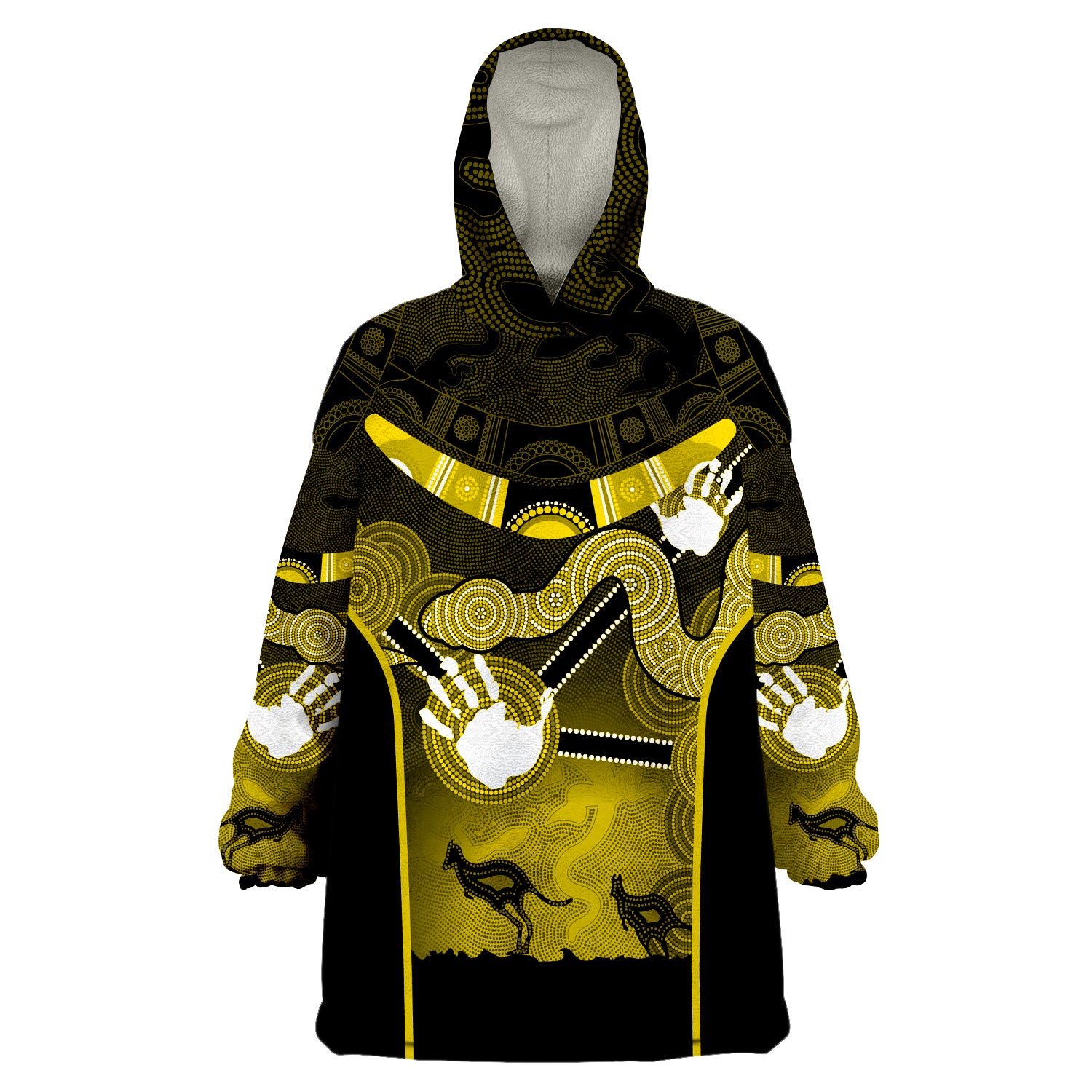 Aboriginal Australian Boomerang and Snake Indigenous Art Ver.04 Wearable Blanket Hoodie - Vibe Hoodie Shop