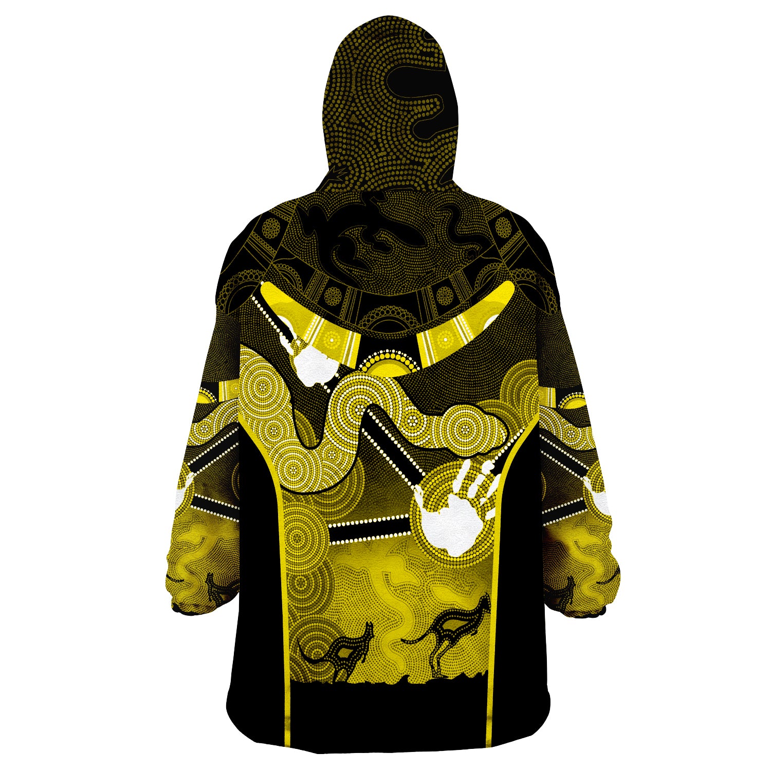 Aboriginal Australian Boomerang and Snake Indigenous Art Ver.04 Wearable Blanket Hoodie - Vibe Hoodie Shop