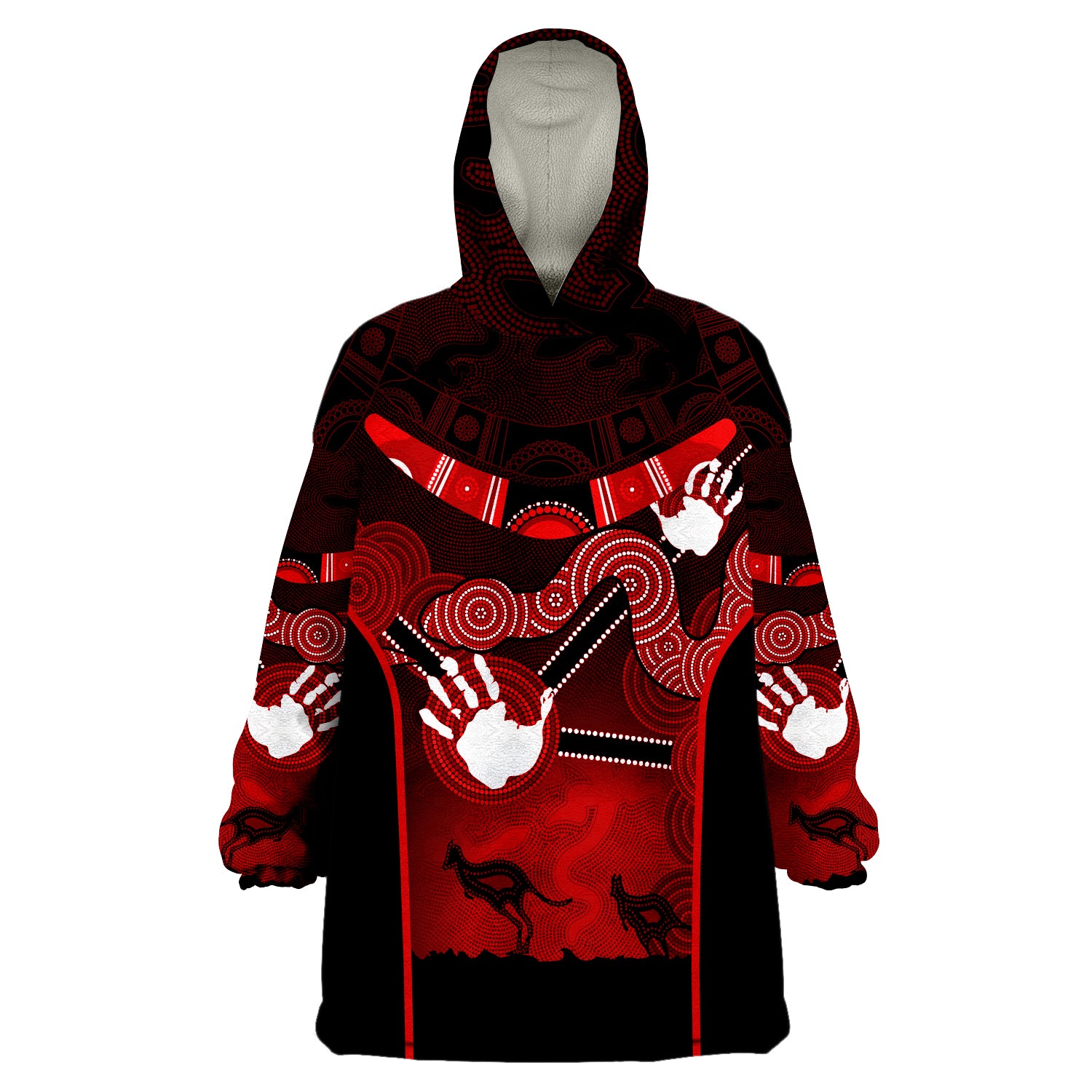 Aboriginal Australian Boomerang and Snake Indigenous Art Ver.05 Wearable Blanket Hoodie - Vibe Hoodie Shop