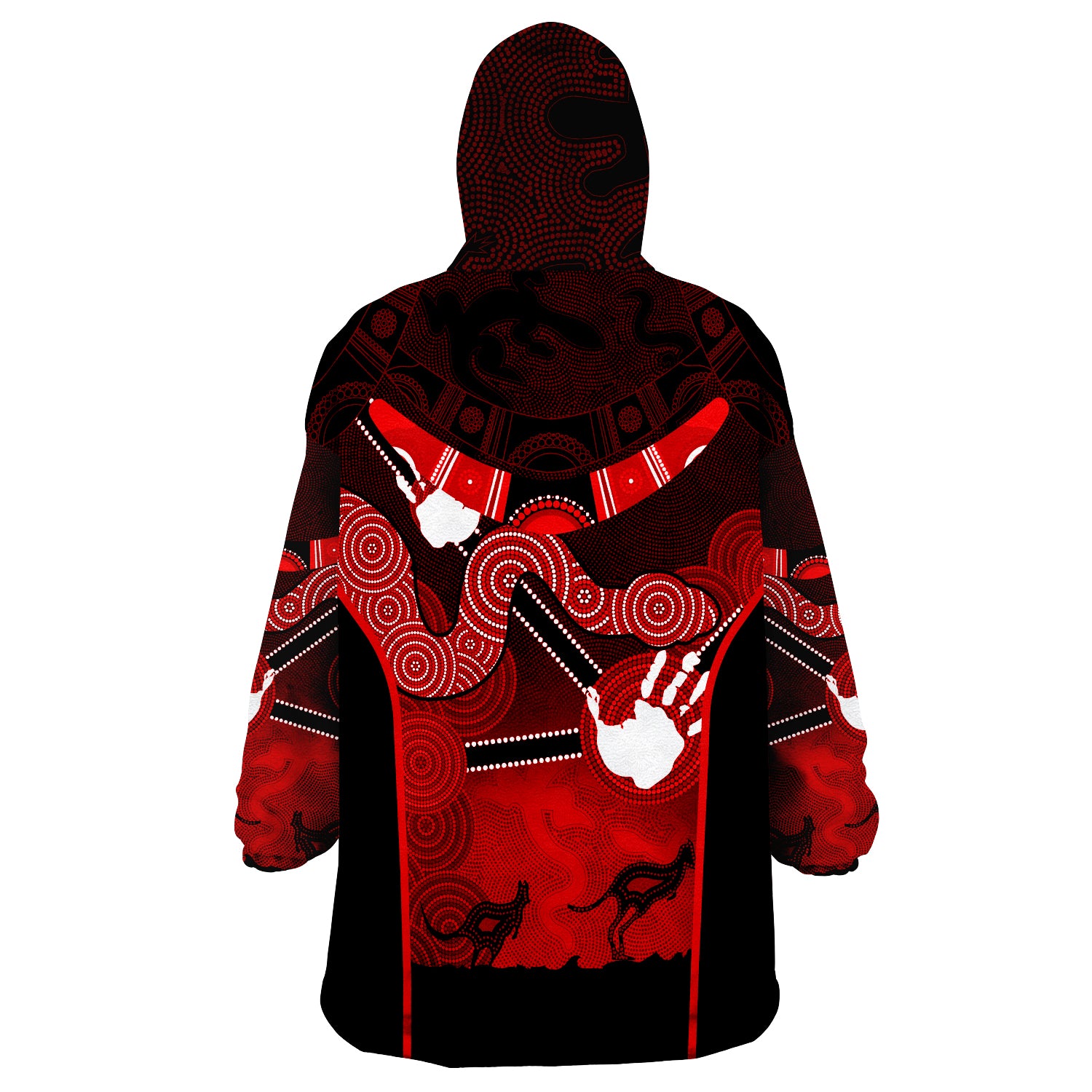 Aboriginal Australian Boomerang and Snake Indigenous Art Ver.05 Wearable Blanket Hoodie - Vibe Hoodie Shop